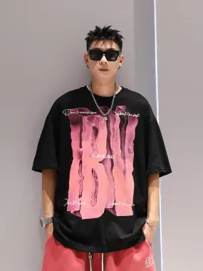 3D visual printing t-shirt large letters unisex casual hip-hop versatile t-shirt