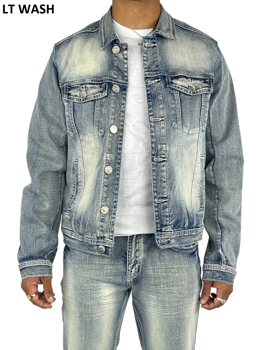 Acid Washed Jeans Jackets - Light Wash