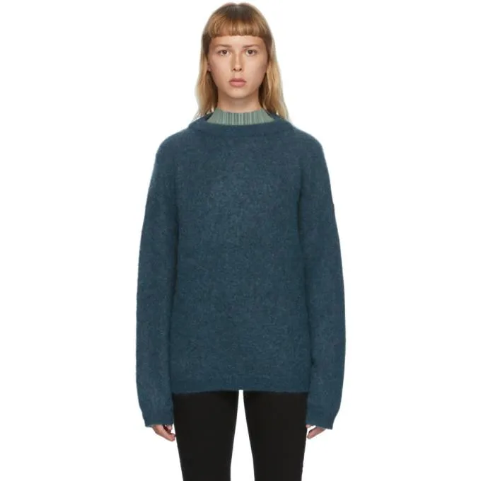 Acne Studios Blue Wool and Mohair Oversized Sweater