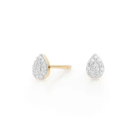 Adina - Super Tiny Solid Pave Teardrop Post in Y14