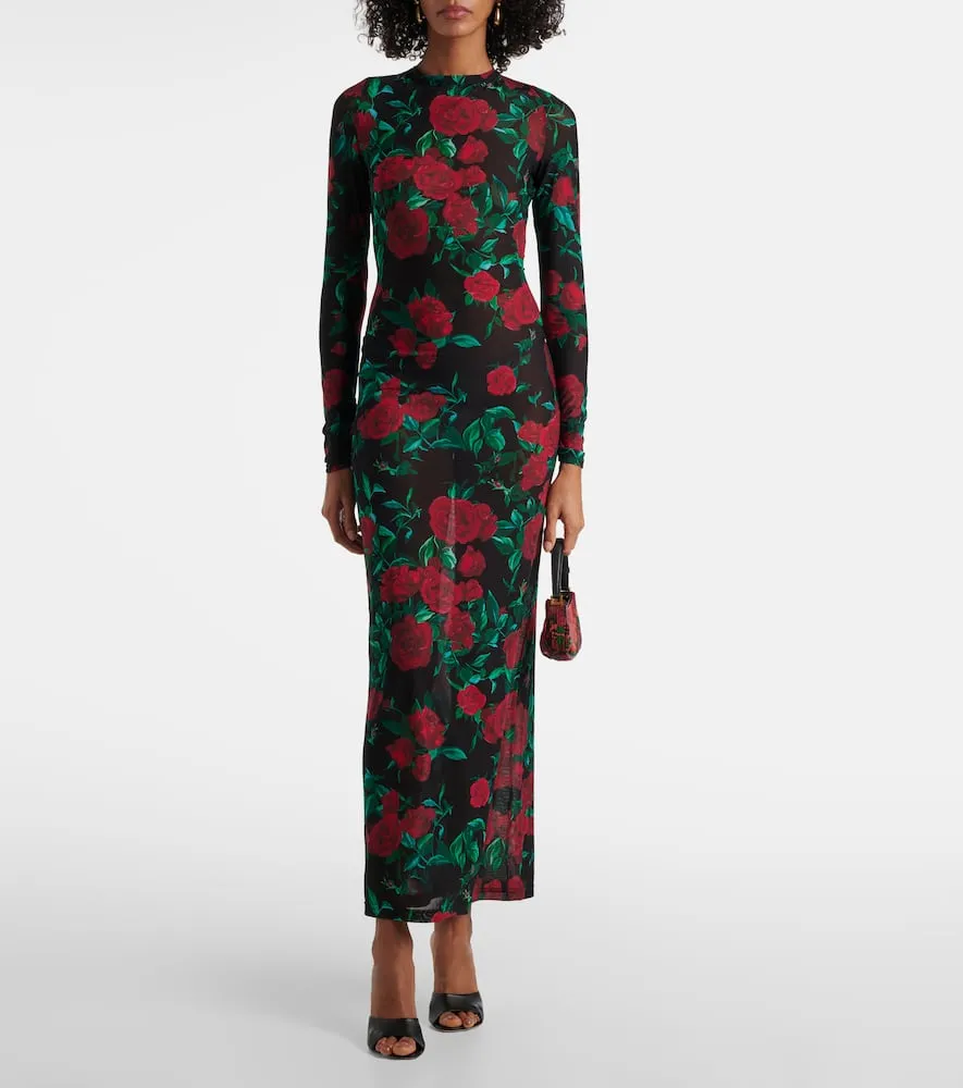 Alexandra Miro Selene floral mesh maxi dress
