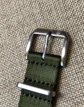 Army / Olive Green Nylon Single Piece Watch Strap, 20mm Dive Watch Band