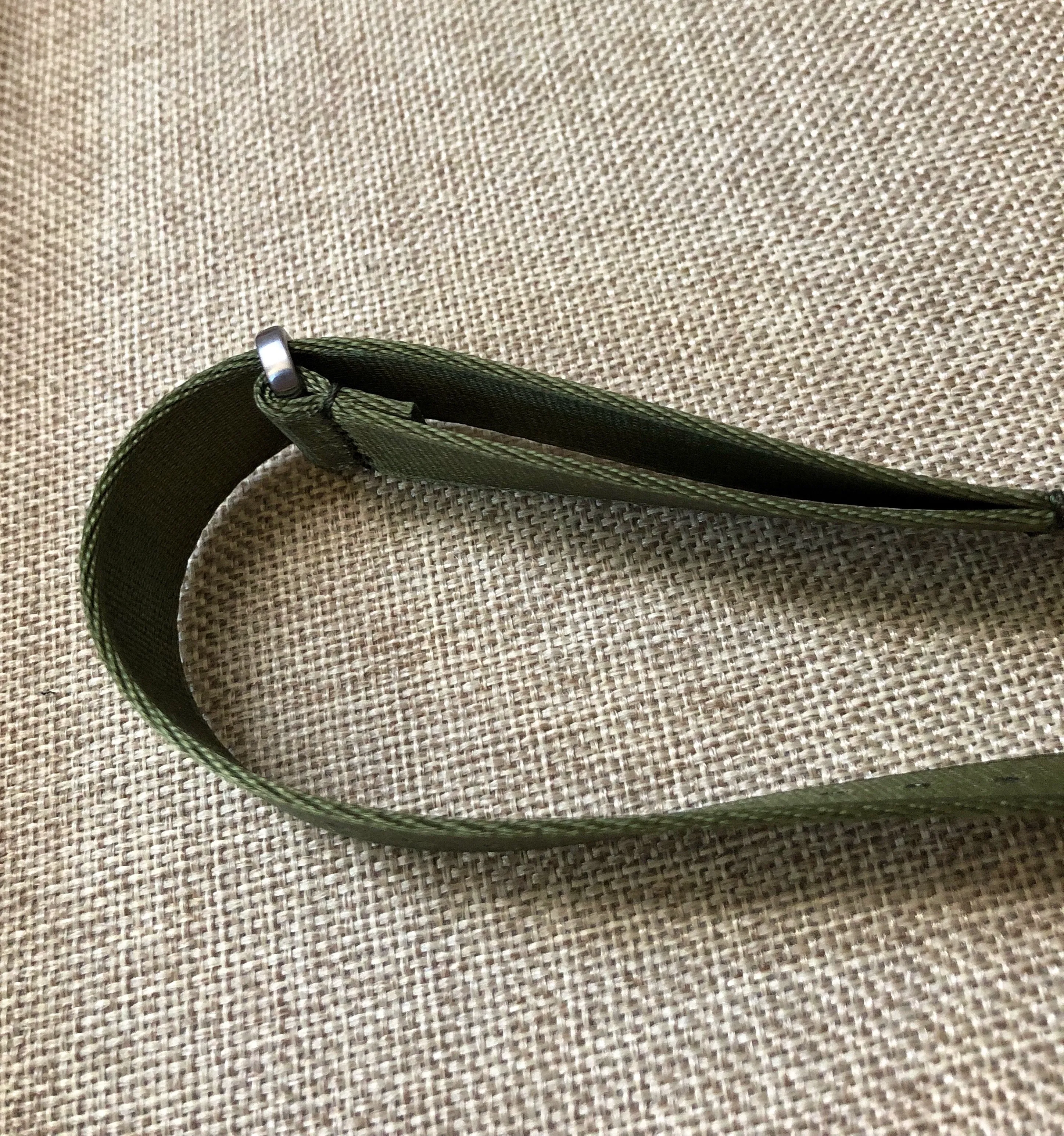 Army / Olive Green Nylon Single Piece Watch Strap, 20mm Dive Watch Band