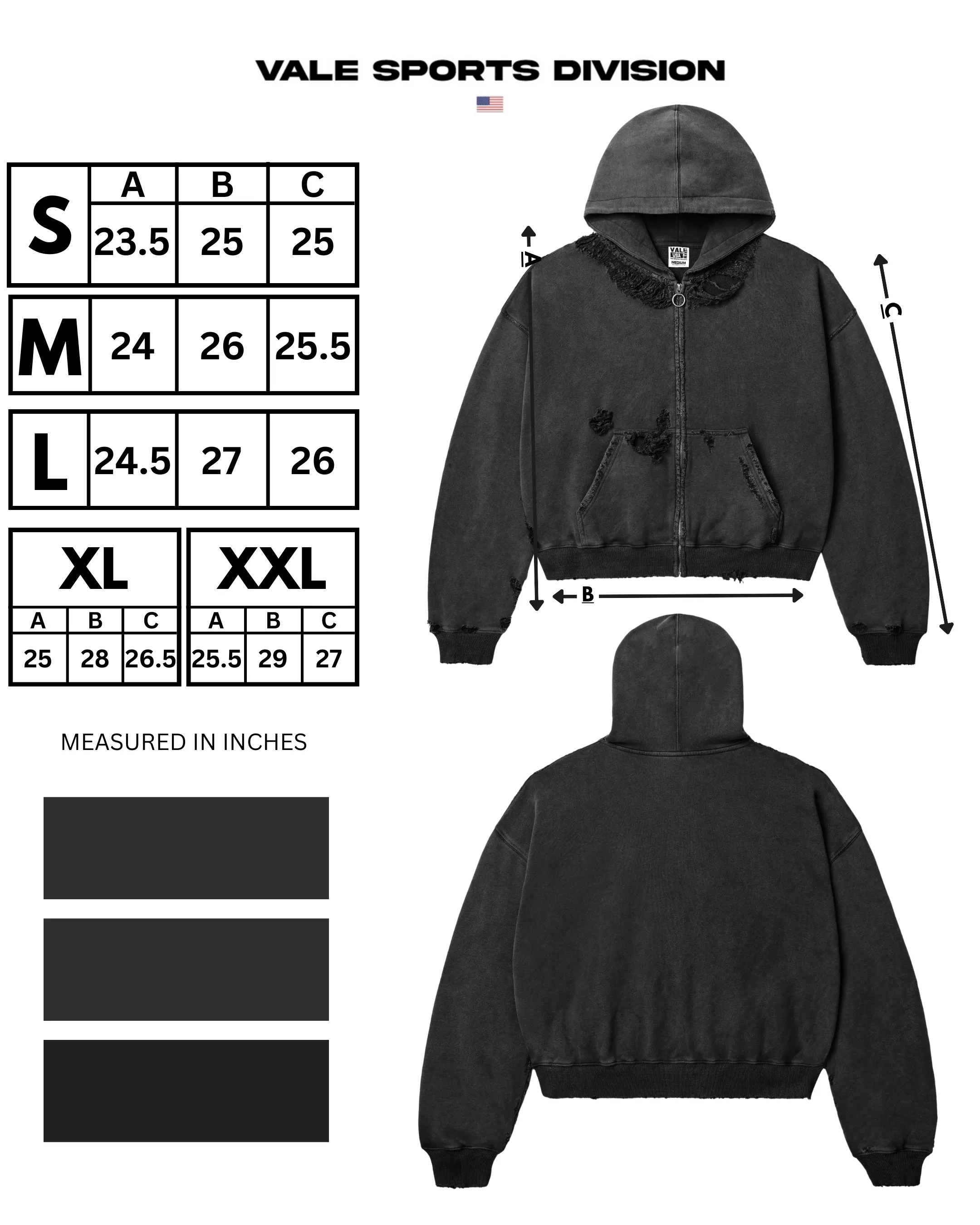 BLACK DESTROYER ZIP UP HOODIE