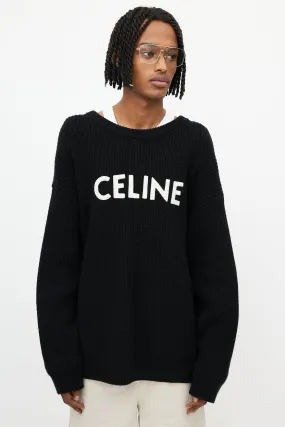 Black Oversized Logo Sweater