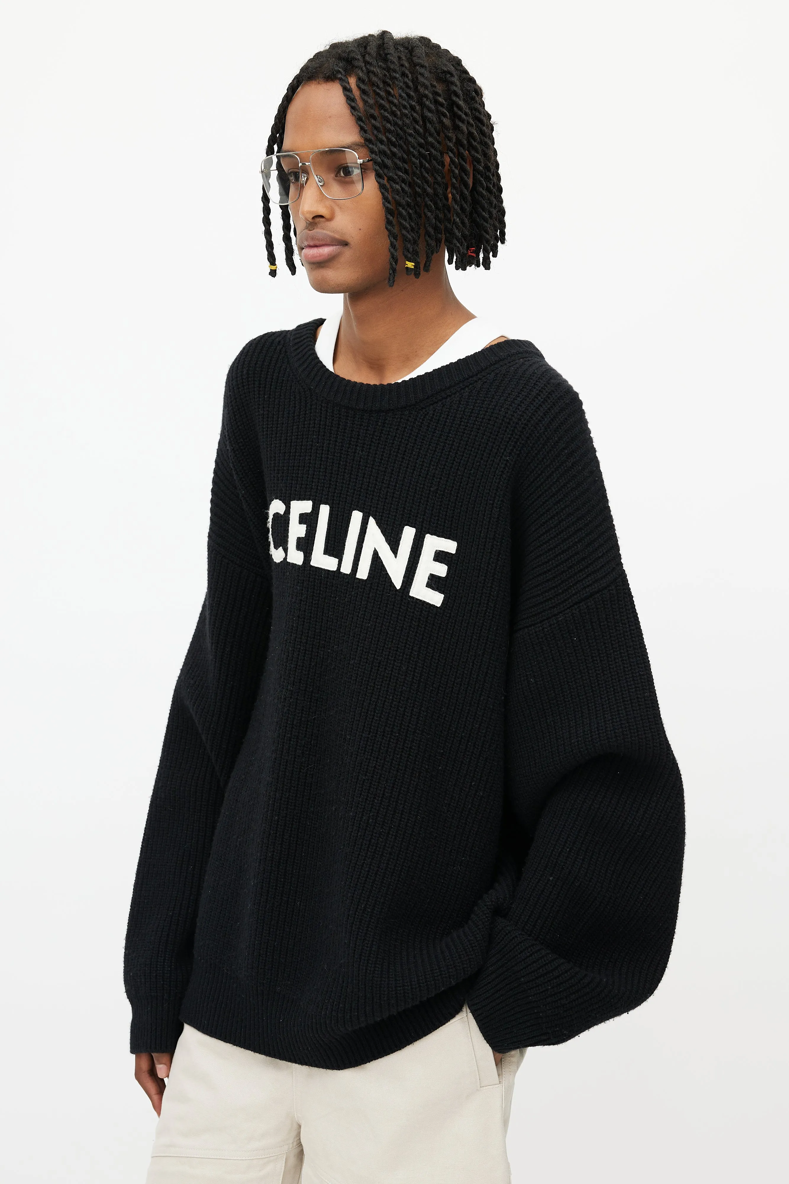 Black Oversized Logo Sweater