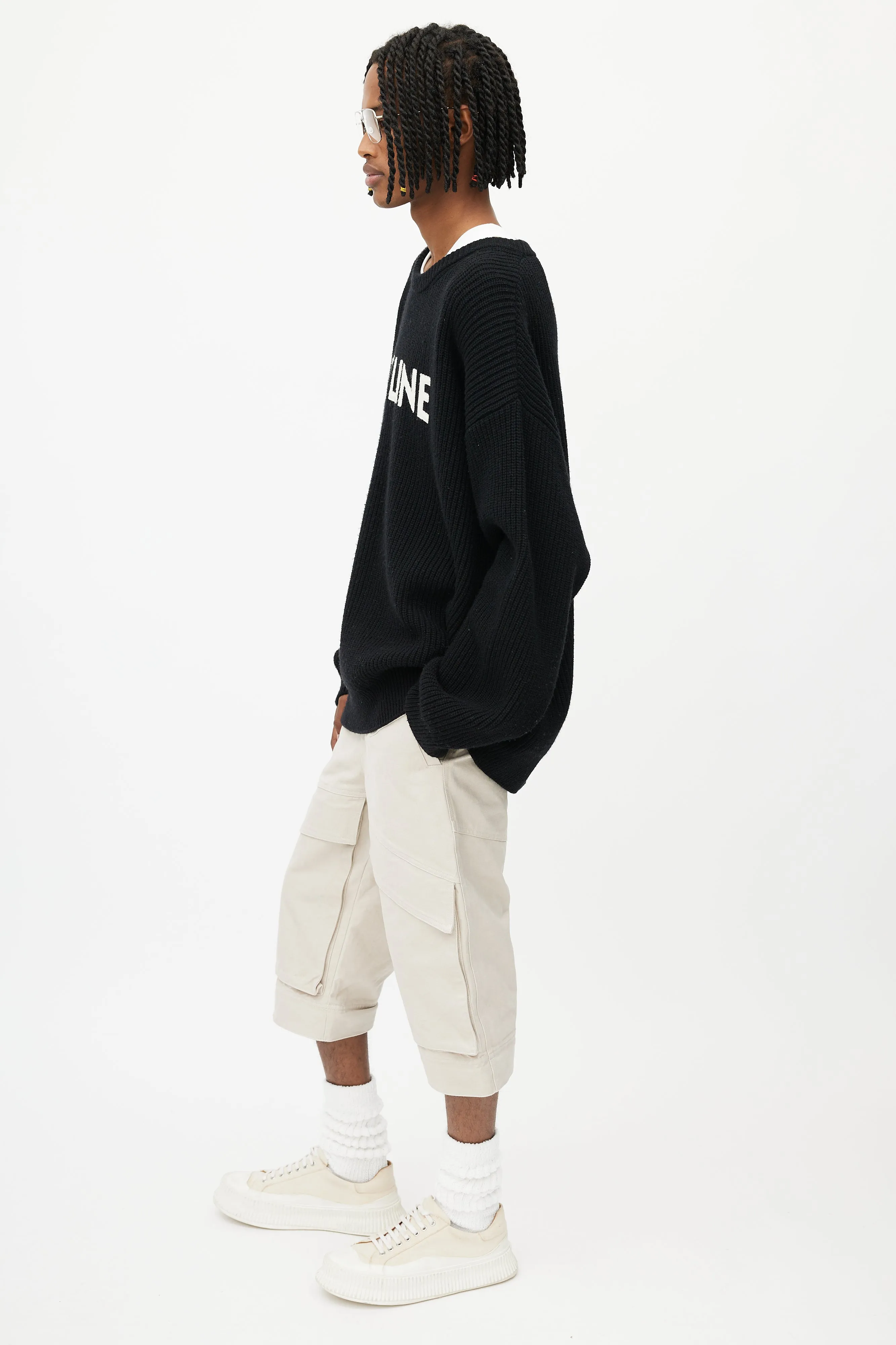 Black Oversized Logo Sweater