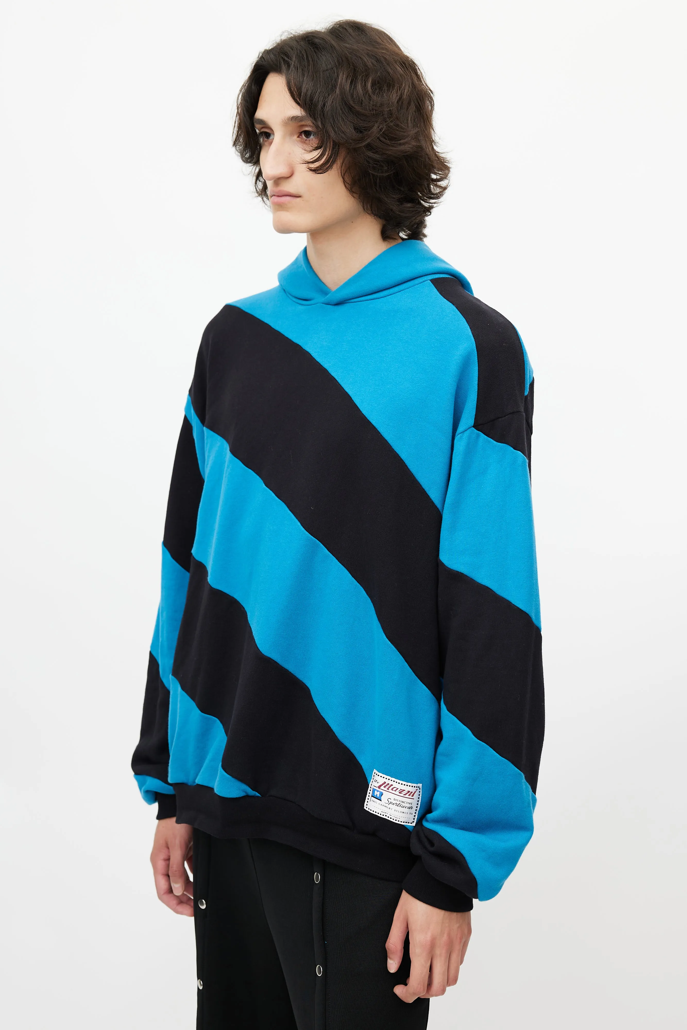 Blue & Black Stripe Oversized Hoodie