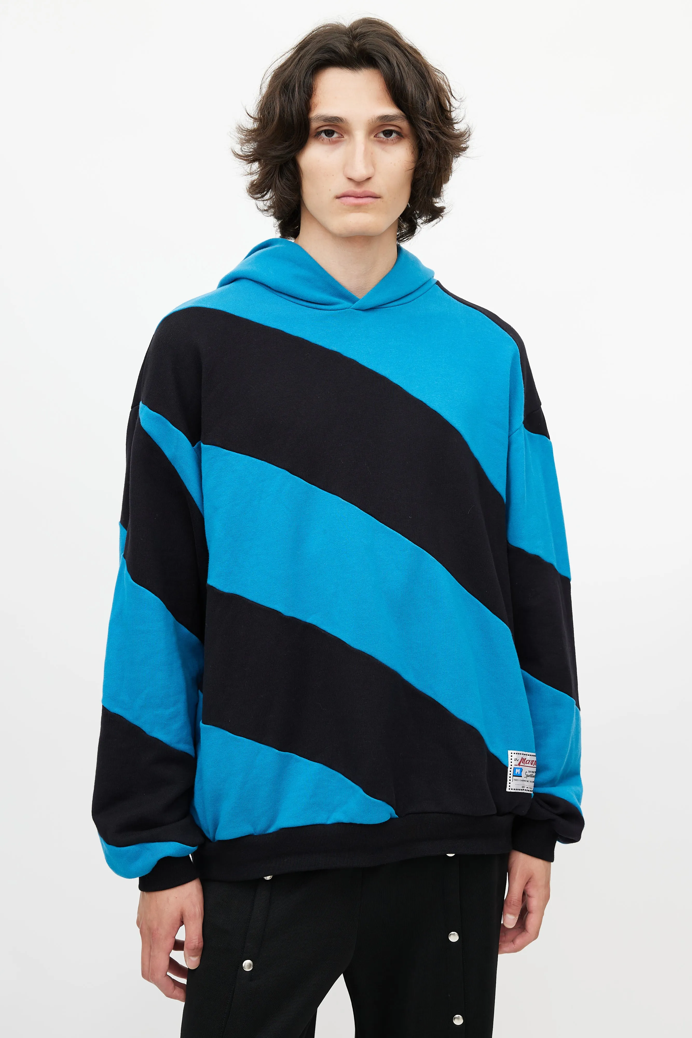 Blue & Black Stripe Oversized Hoodie