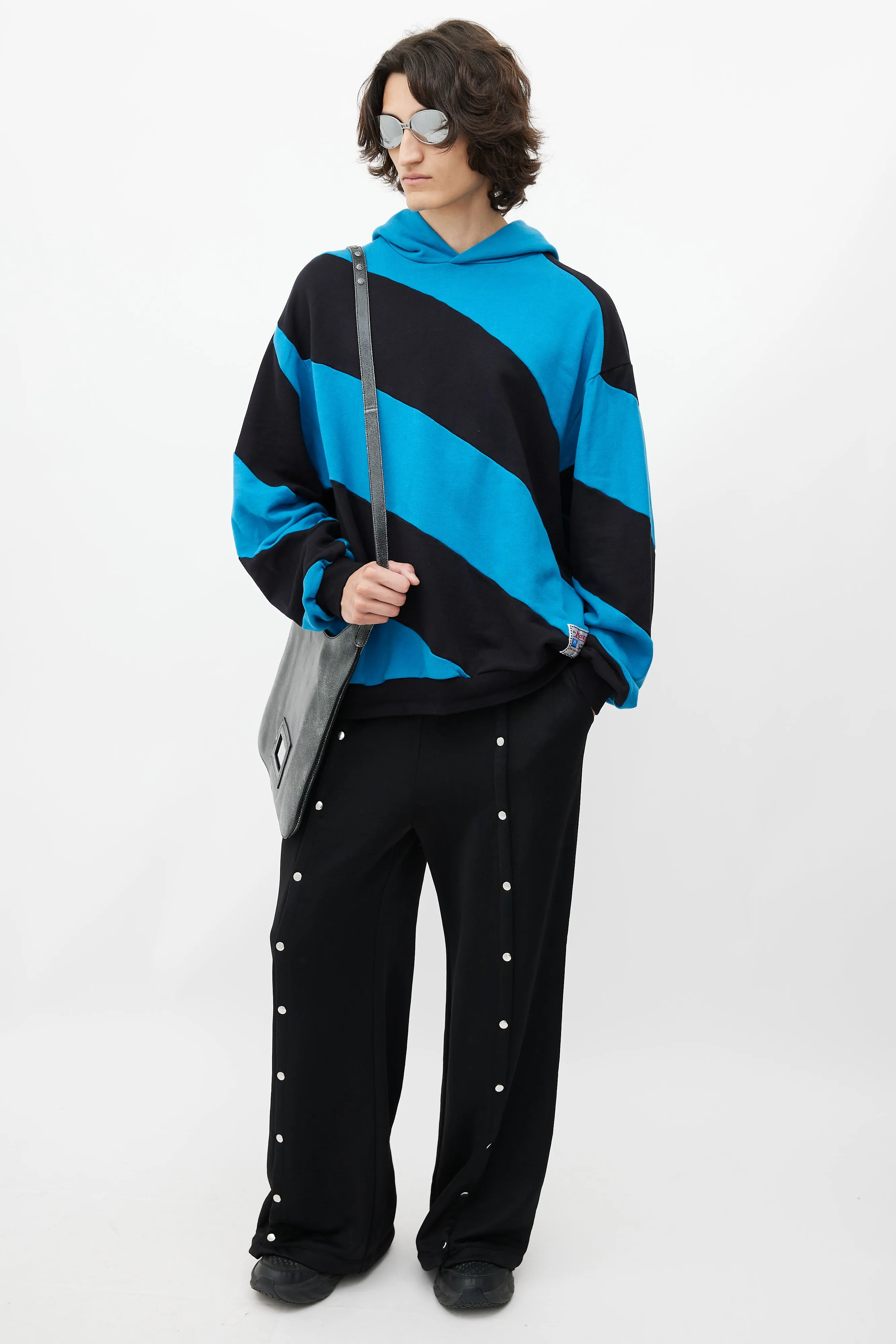 Blue & Black Stripe Oversized Hoodie