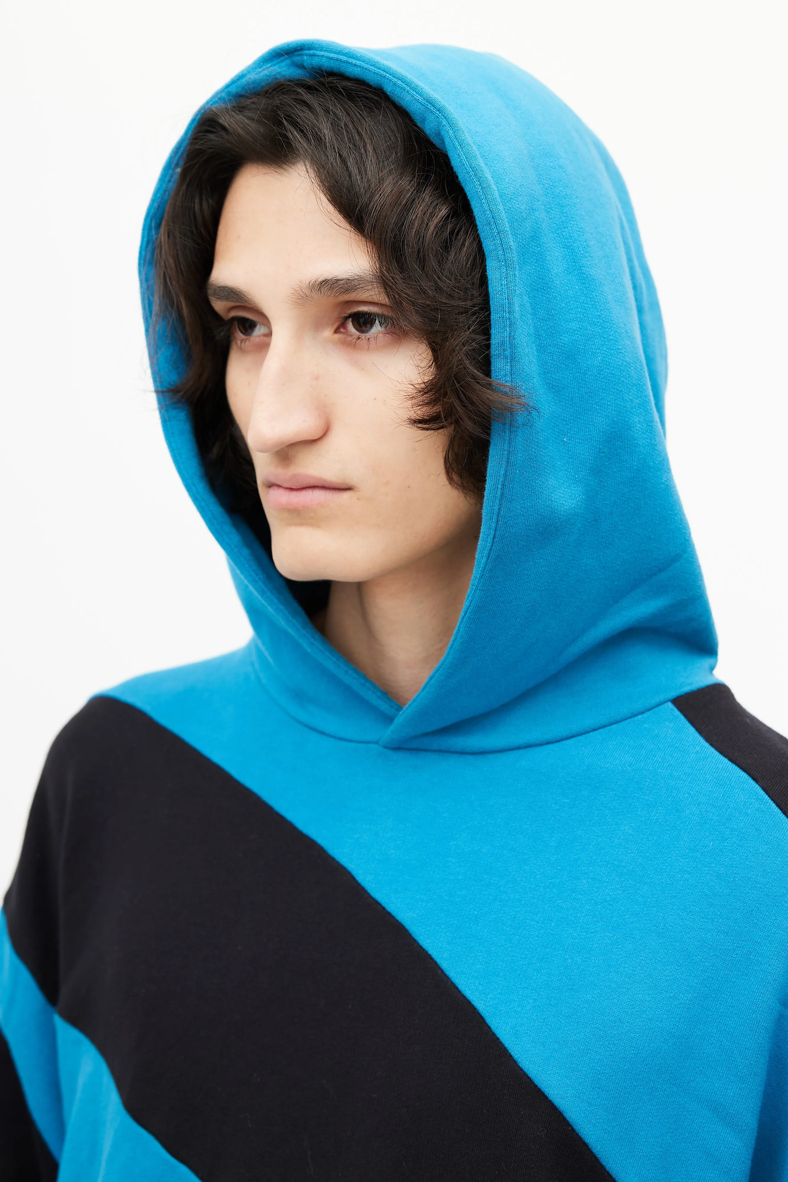 Blue & Black Stripe Oversized Hoodie