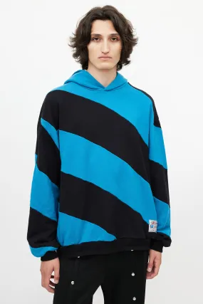 Blue & Black Stripe Oversized Hoodie