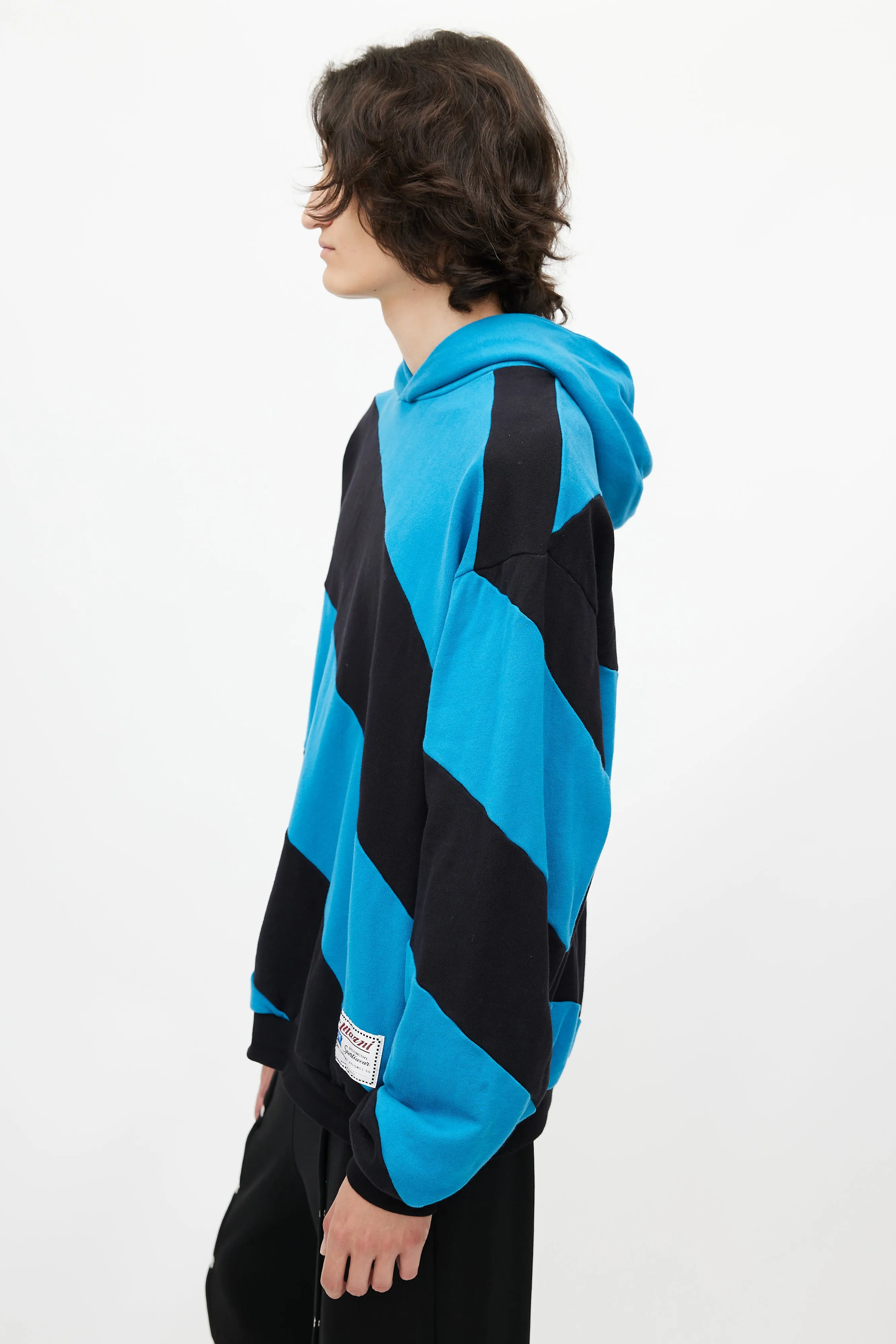 Blue & Black Stripe Oversized Hoodie