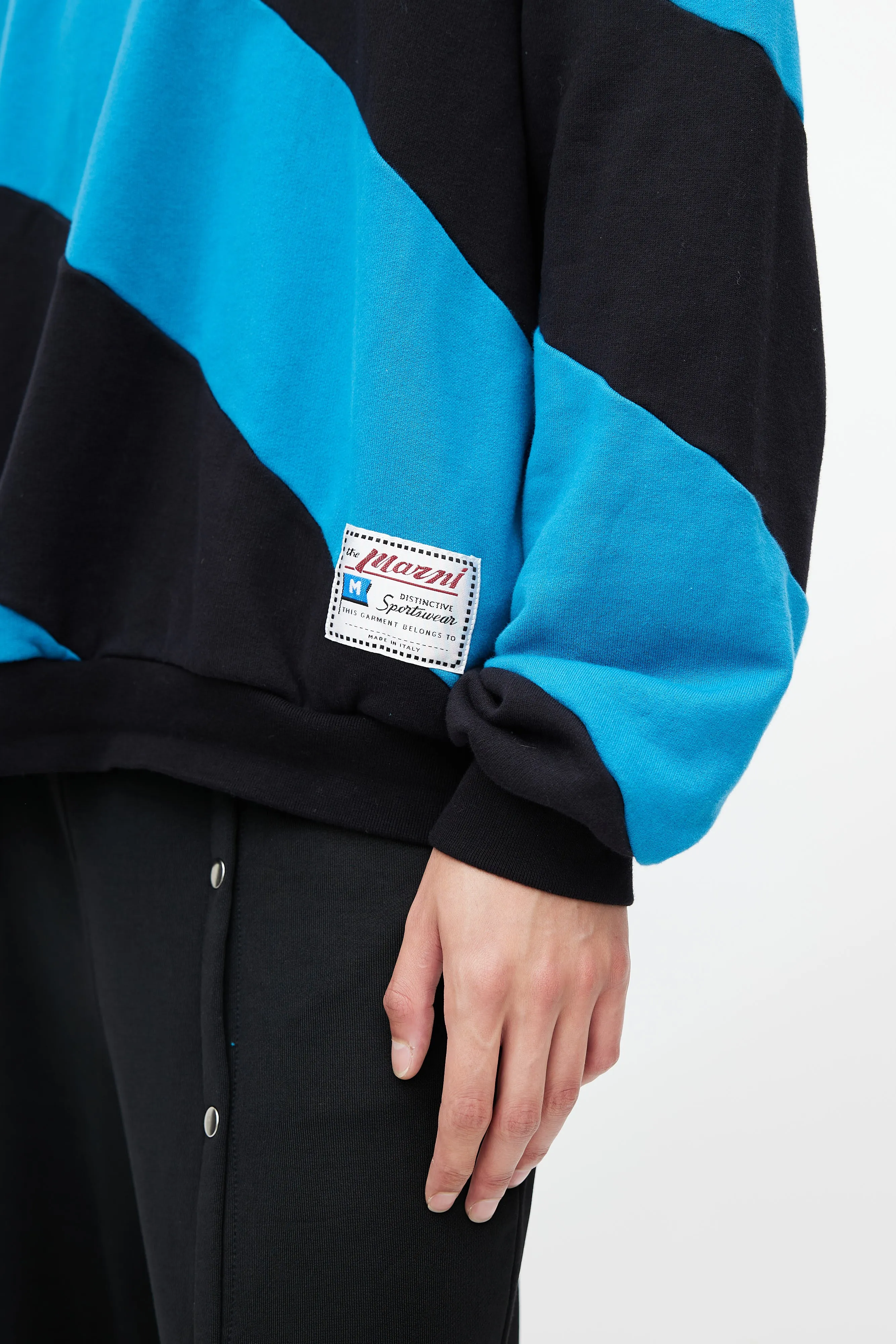 Blue & Black Stripe Oversized Hoodie