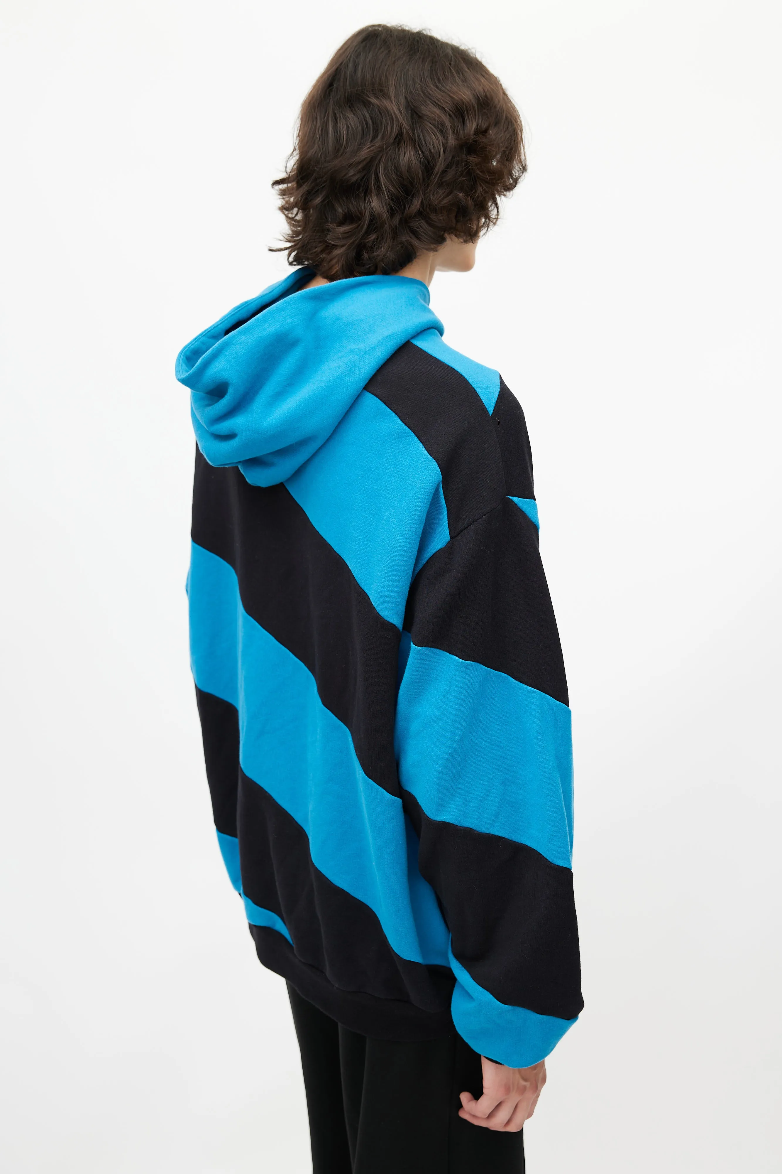 Blue & Black Stripe Oversized Hoodie