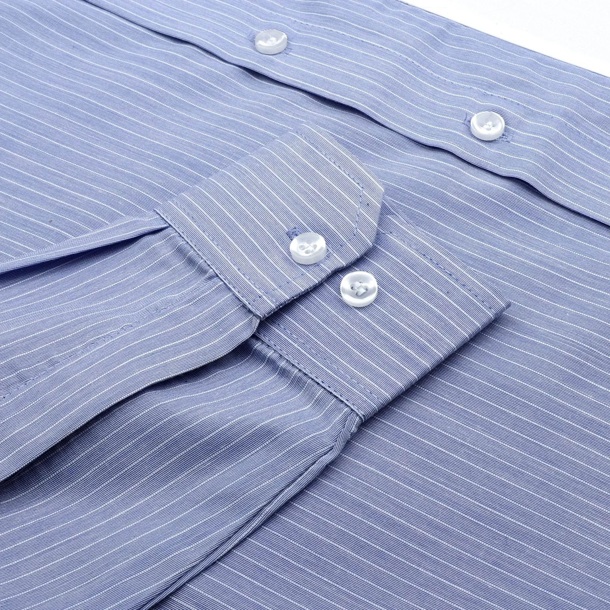 Blue Striped White Pocket Cotton Shirt