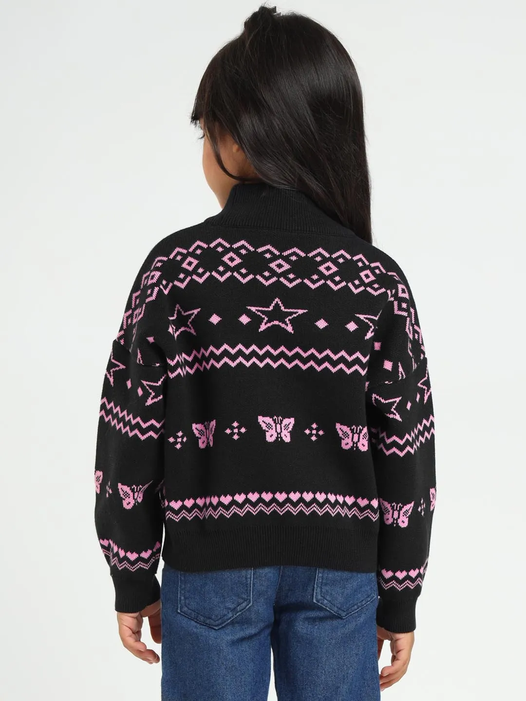 Butterfly High Neck Cotton Pullover Sweater