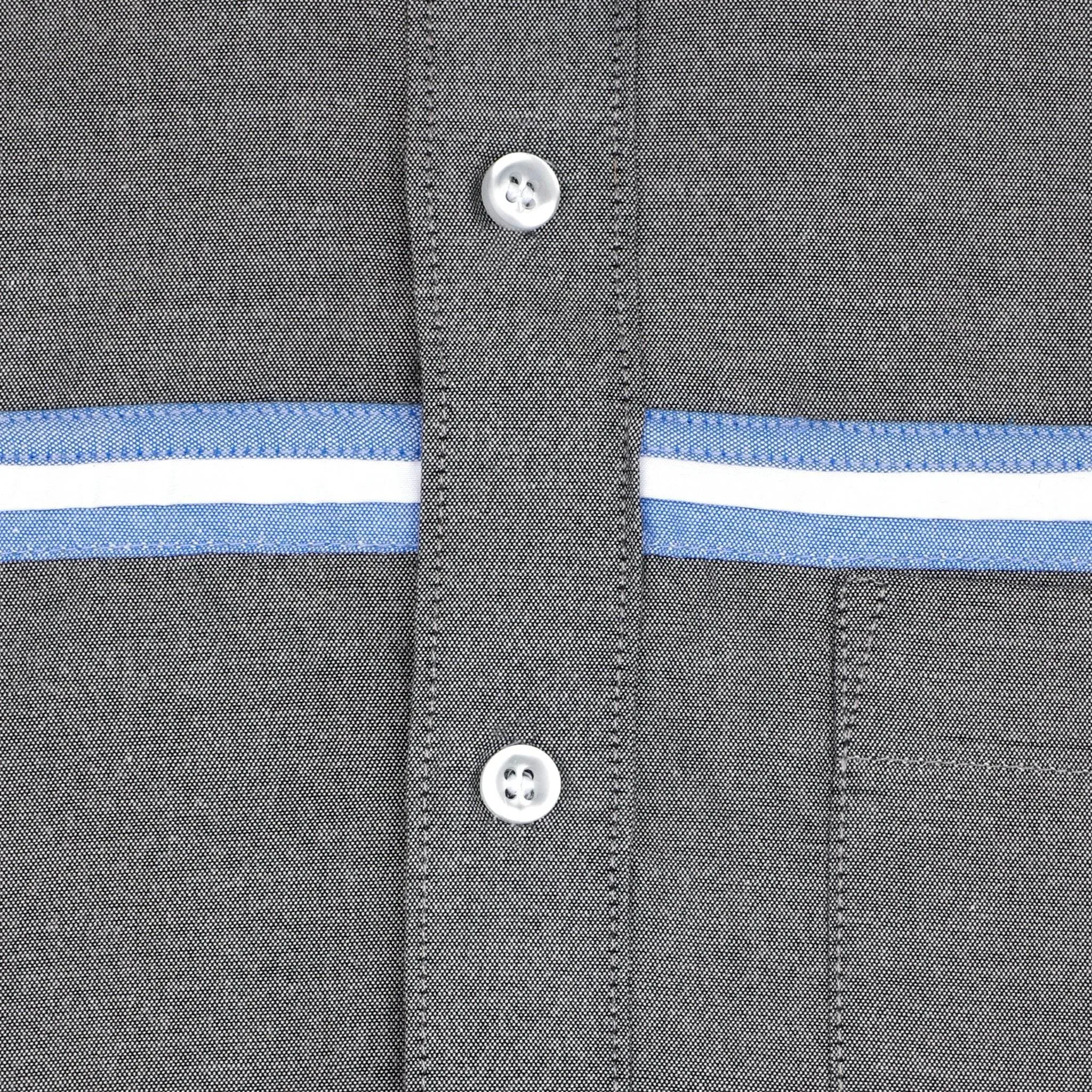 Charcoal Blue Stripes Cotton Shirt