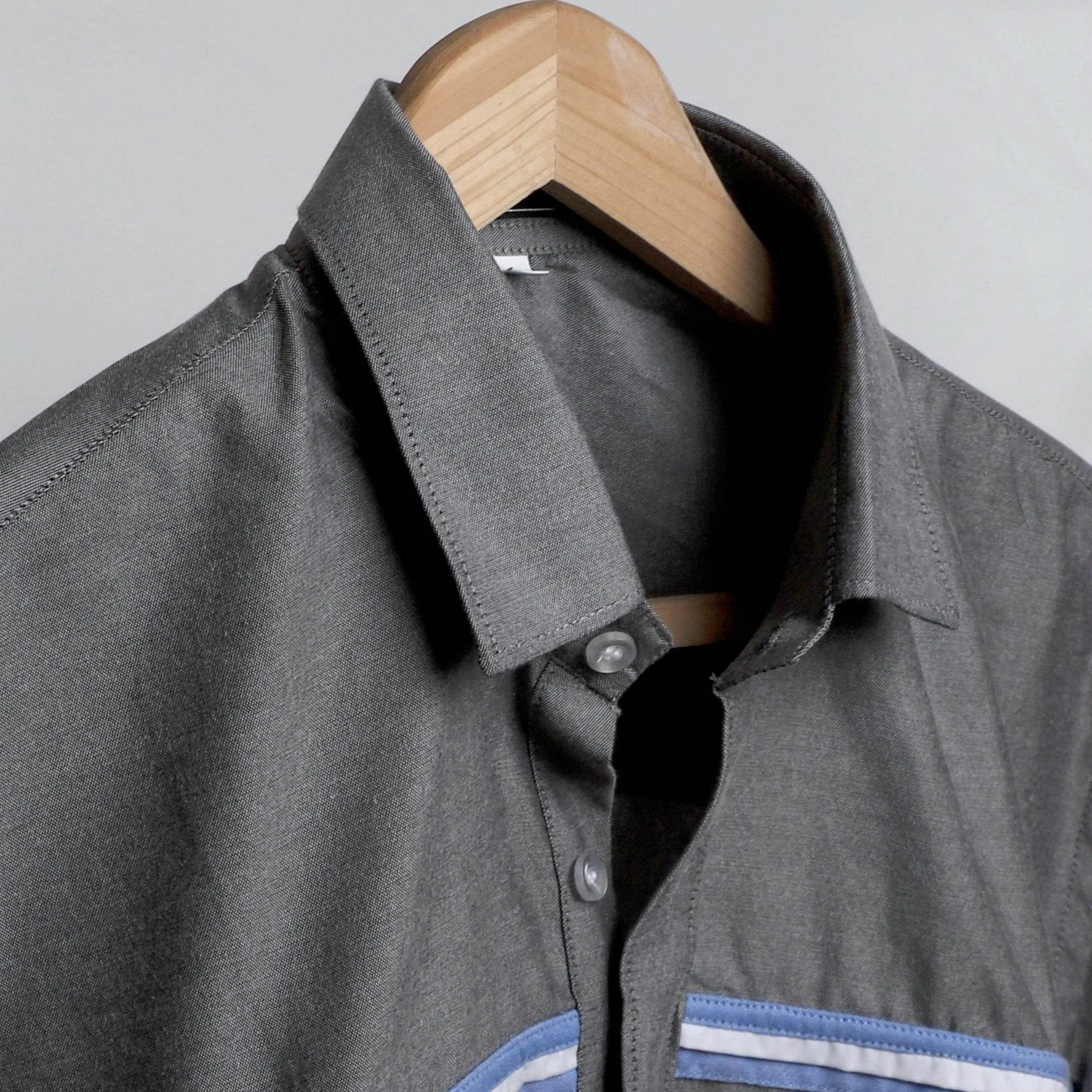 Charcoal Blue Stripes Cotton Shirt
