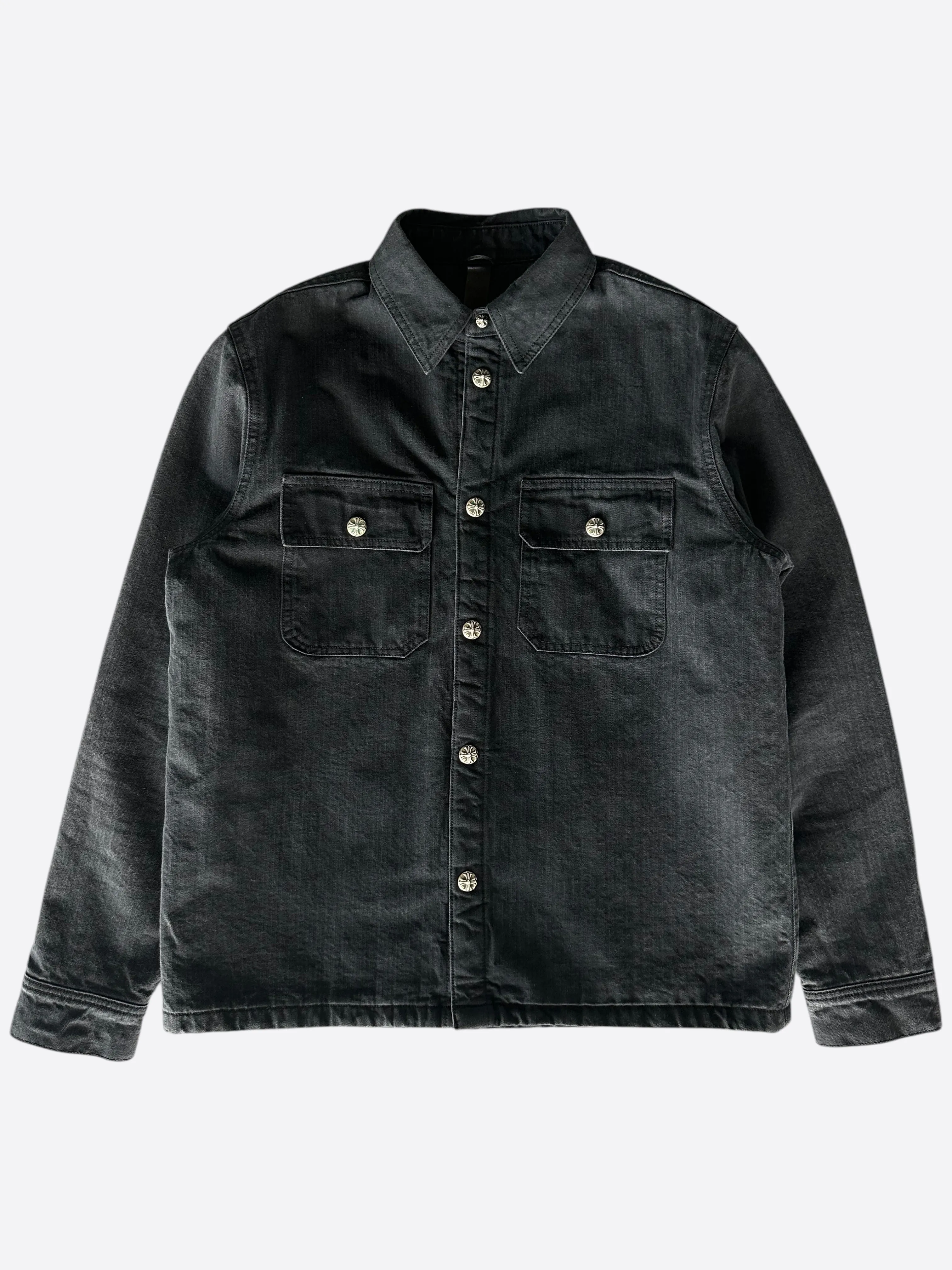 Chrome Hearts Black Herringbone Quilted Jacket