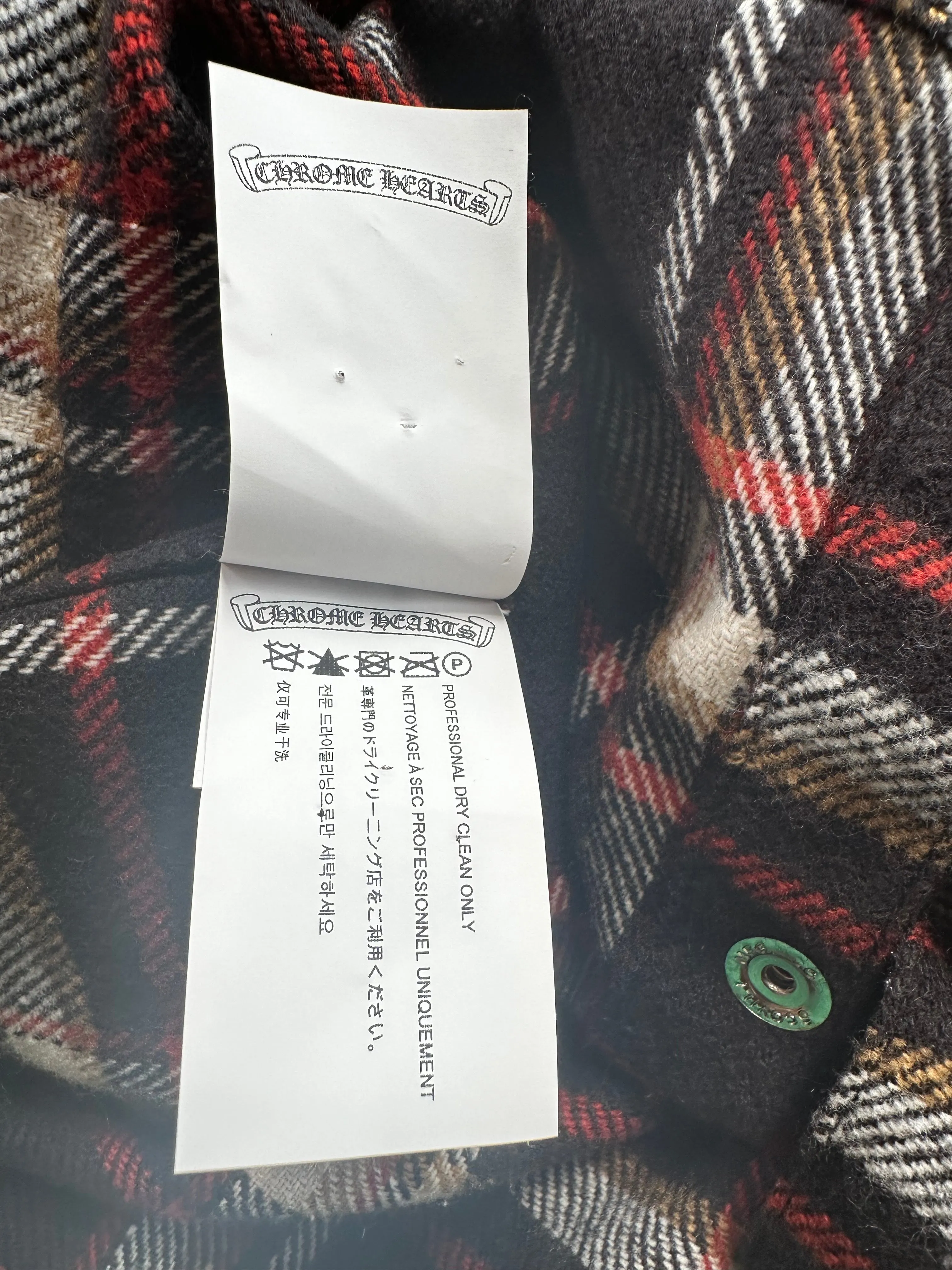 Chrome Hearts Black Plaid Flannel Jacket