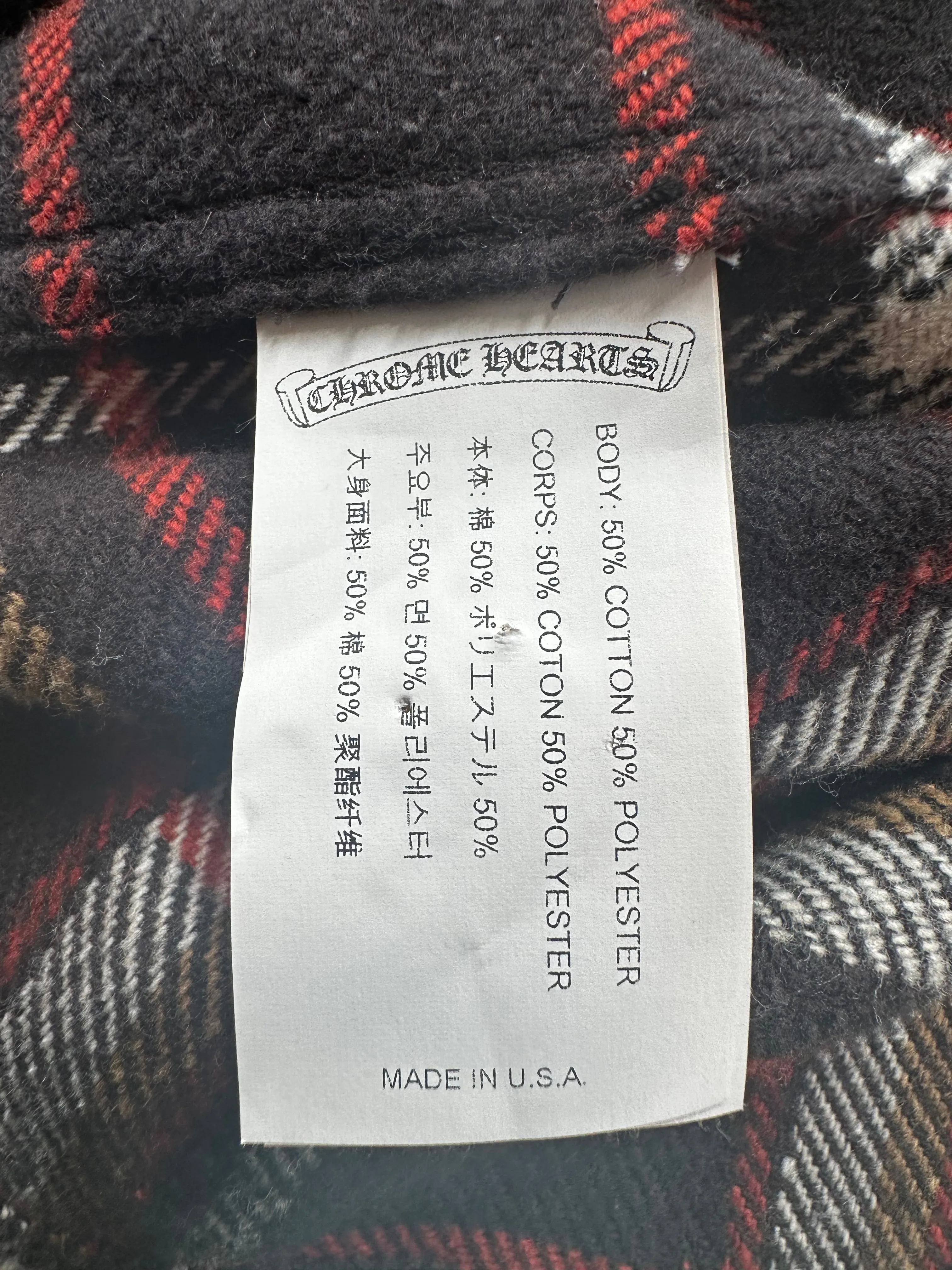 Chrome Hearts Black Plaid Flannel Jacket