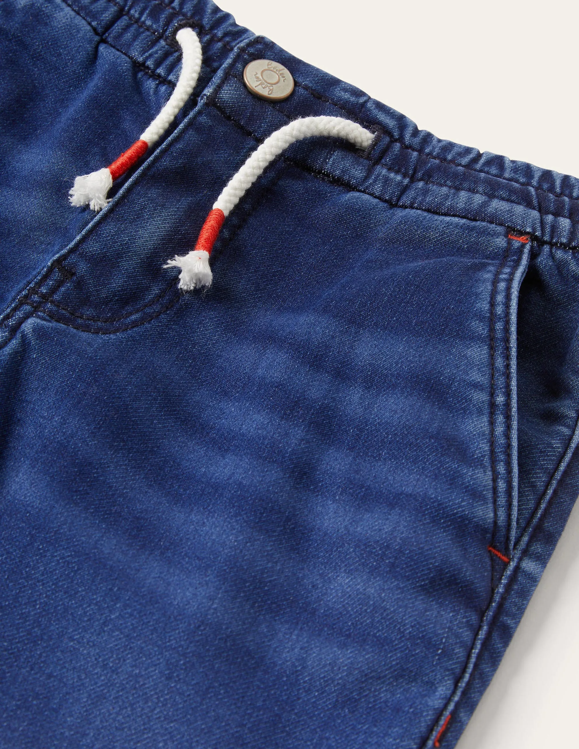 Denim Pull On Straight Leg Jeans-Mid Vintage Denim