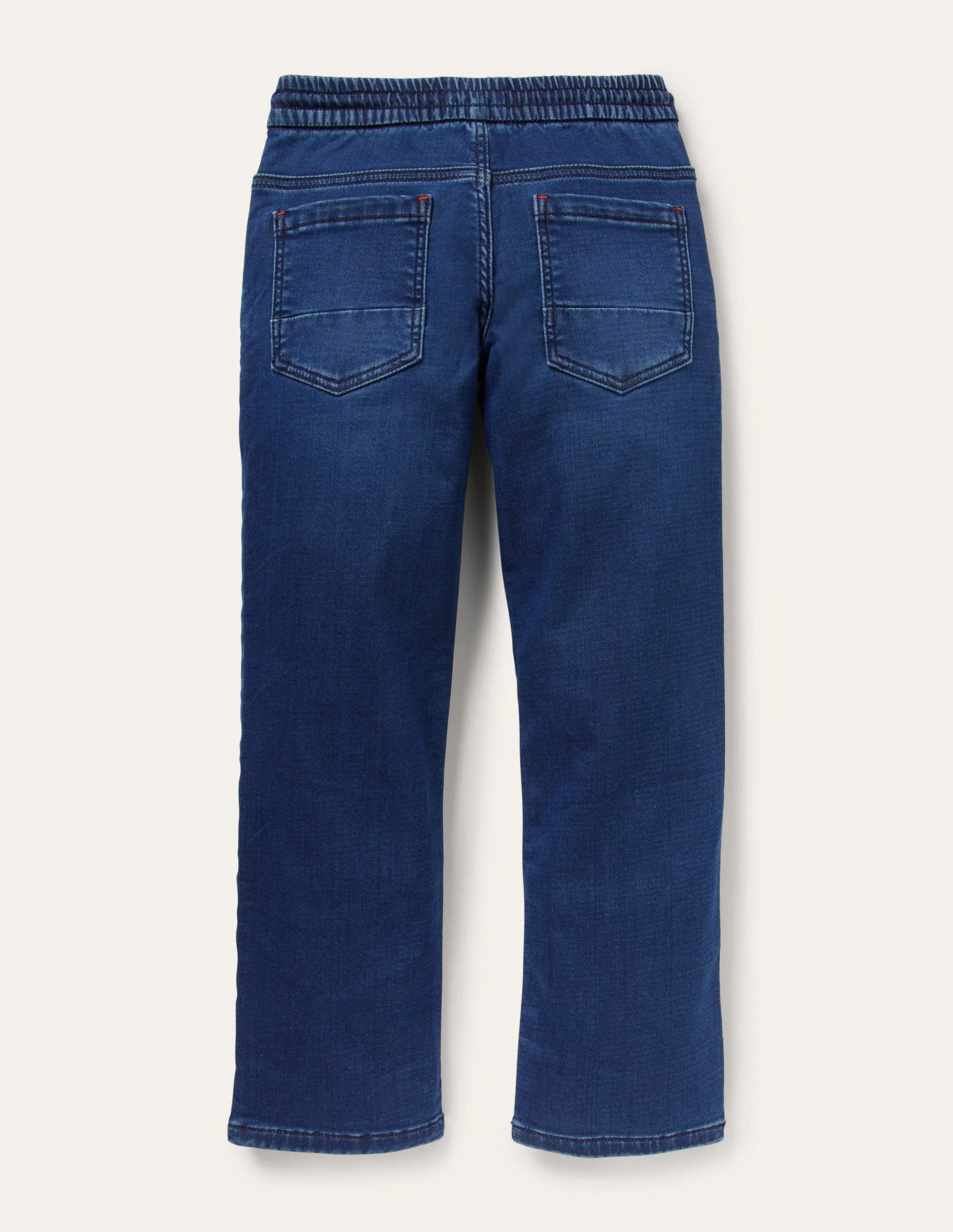 Denim Pull On Straight Leg Jeans-Mid Vintage Denim