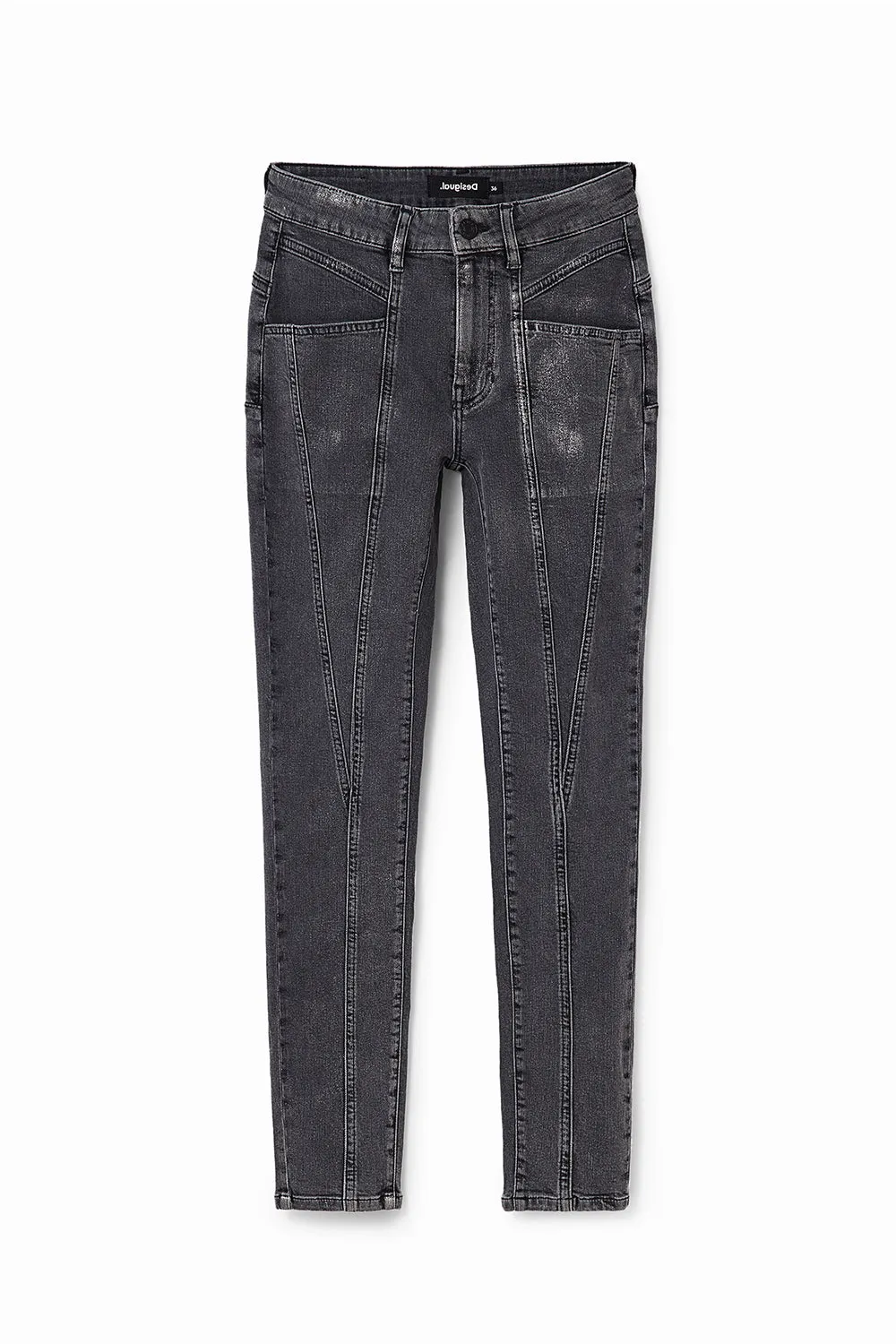 Desigual Metallic Pushup Skinny Jeans Nero