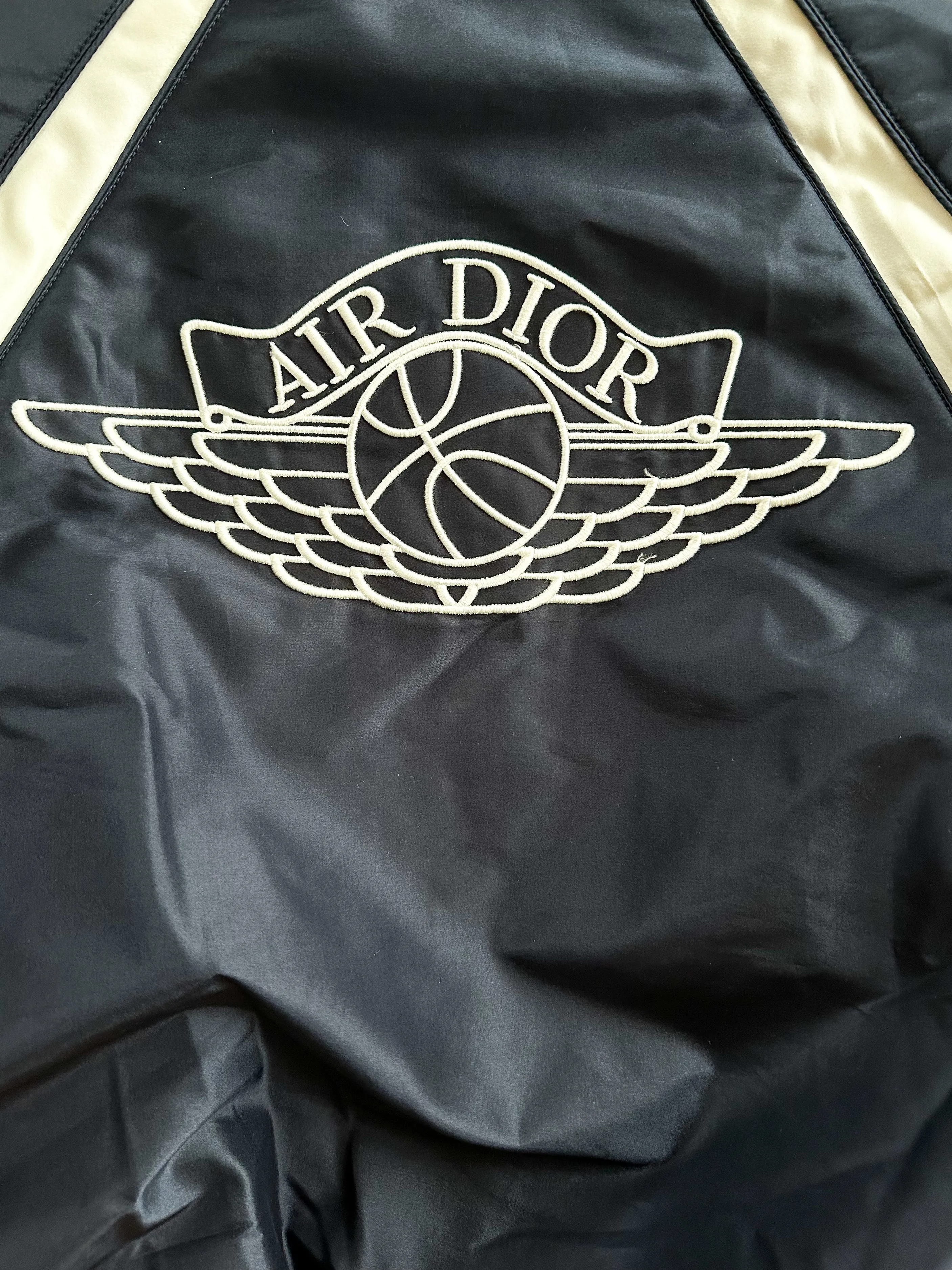 Dior Air Jordan Navy & White Embroidered Silk Bomber