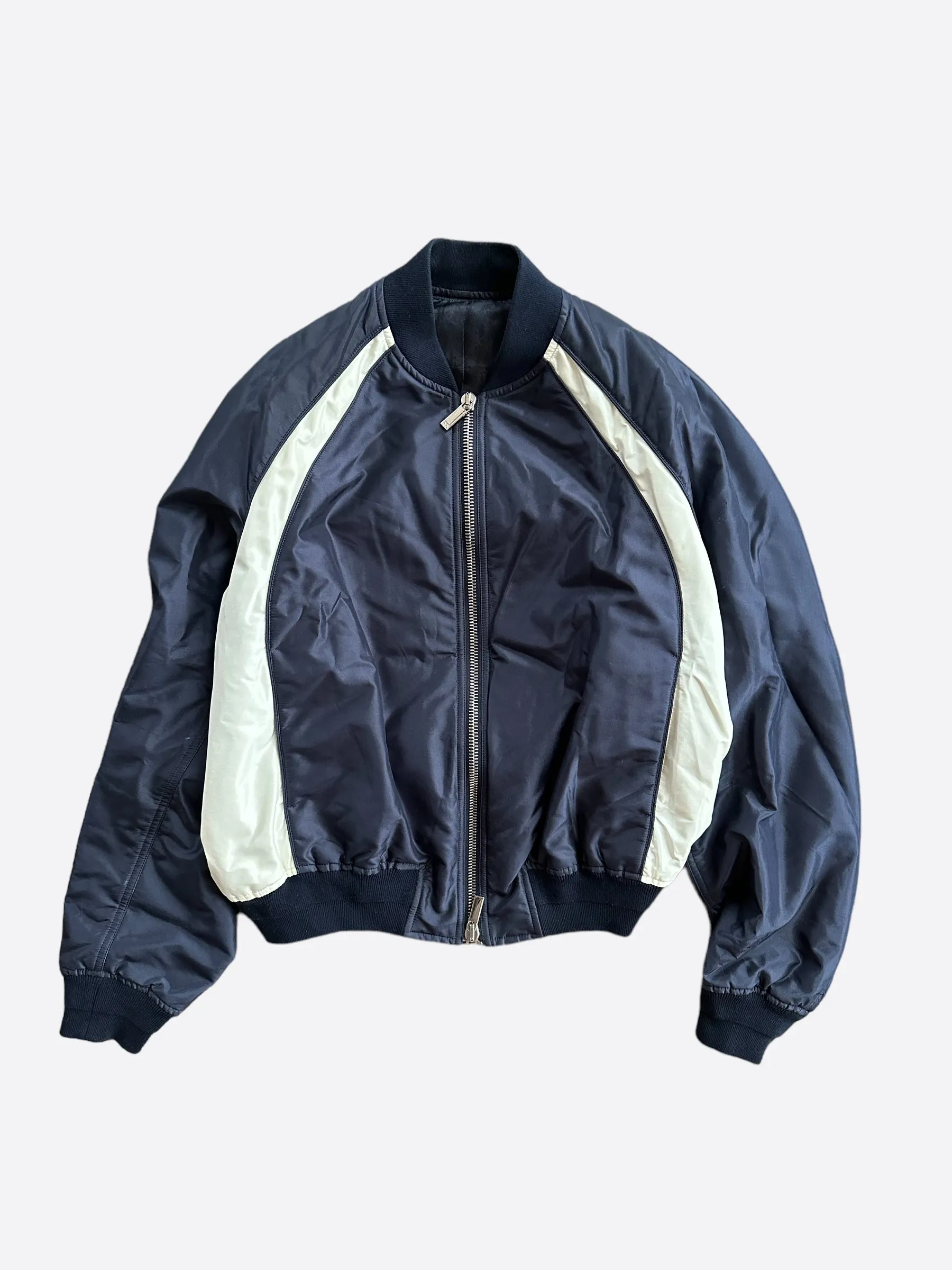 Dior Air Jordan Navy & White Embroidered Silk Bomber