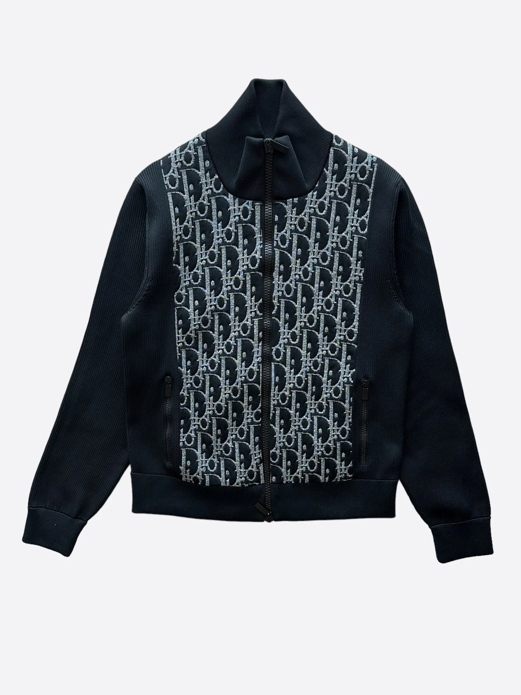 Dior Black & White Oblique Zip Up Jacket