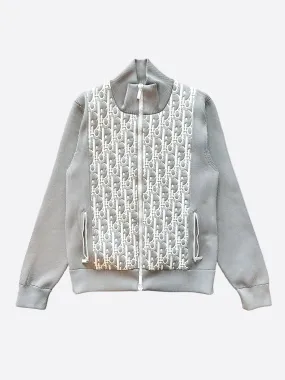 Dior Grey & White Oblique Zip Up Jacket