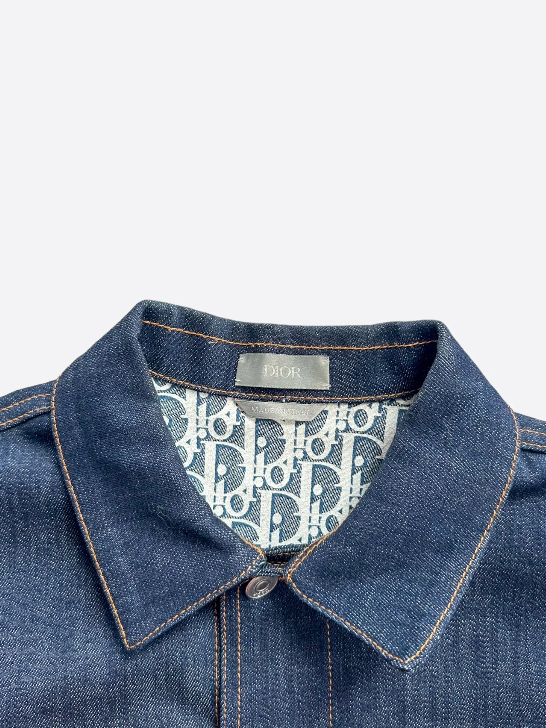 Dior Navy Blue Oblique Raw Denim Jacket