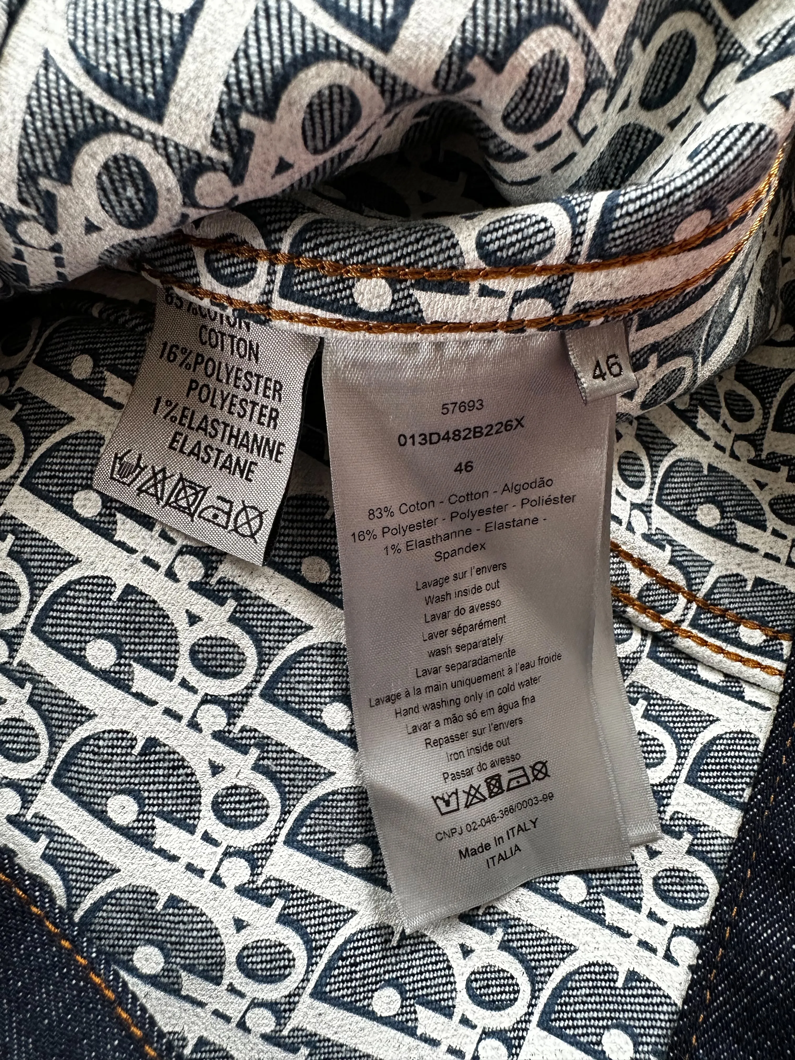 Dior Navy Blue Oblique Raw Denim Jacket
