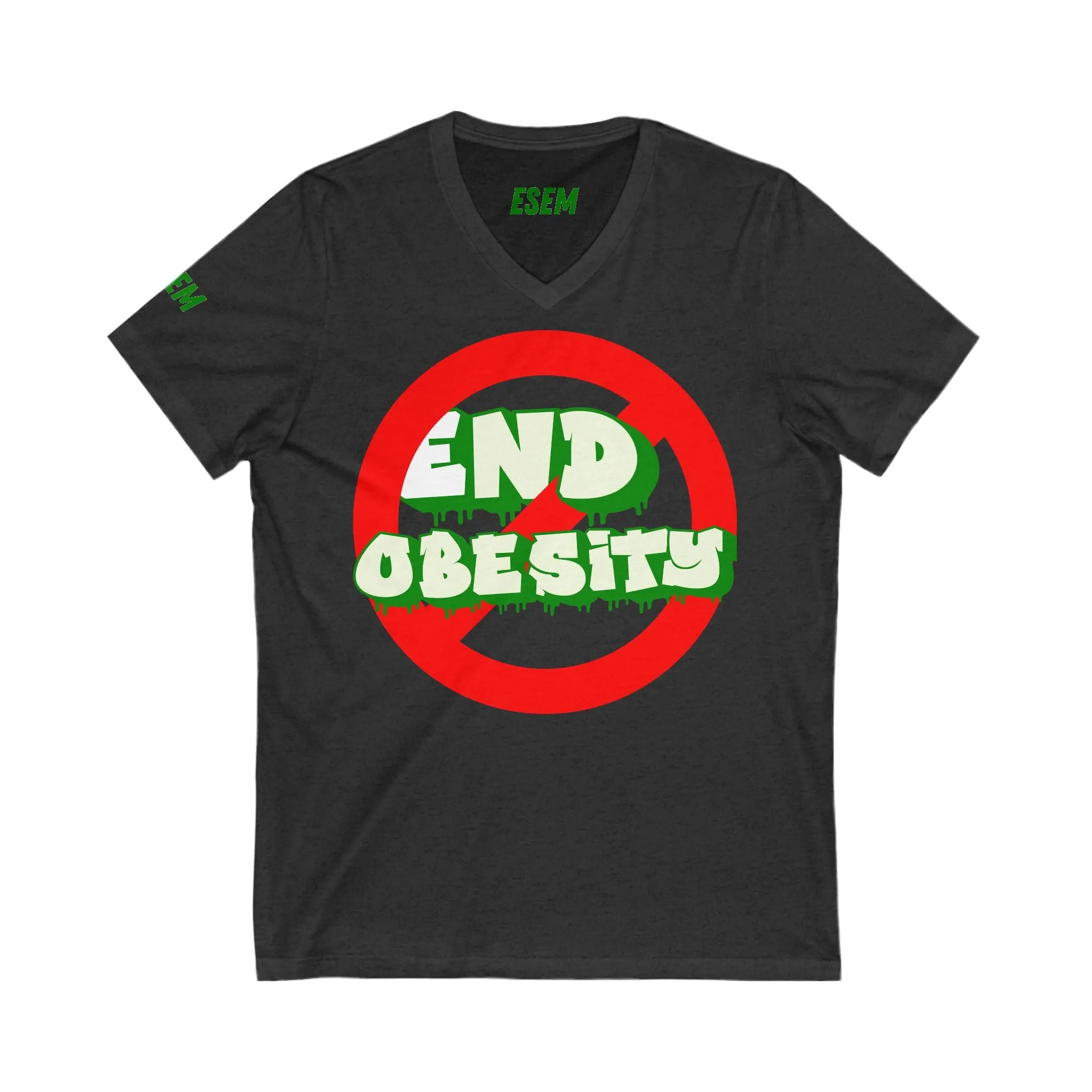 End Obesity - Unisex Jersey Short Sleeve V-Neck Tee