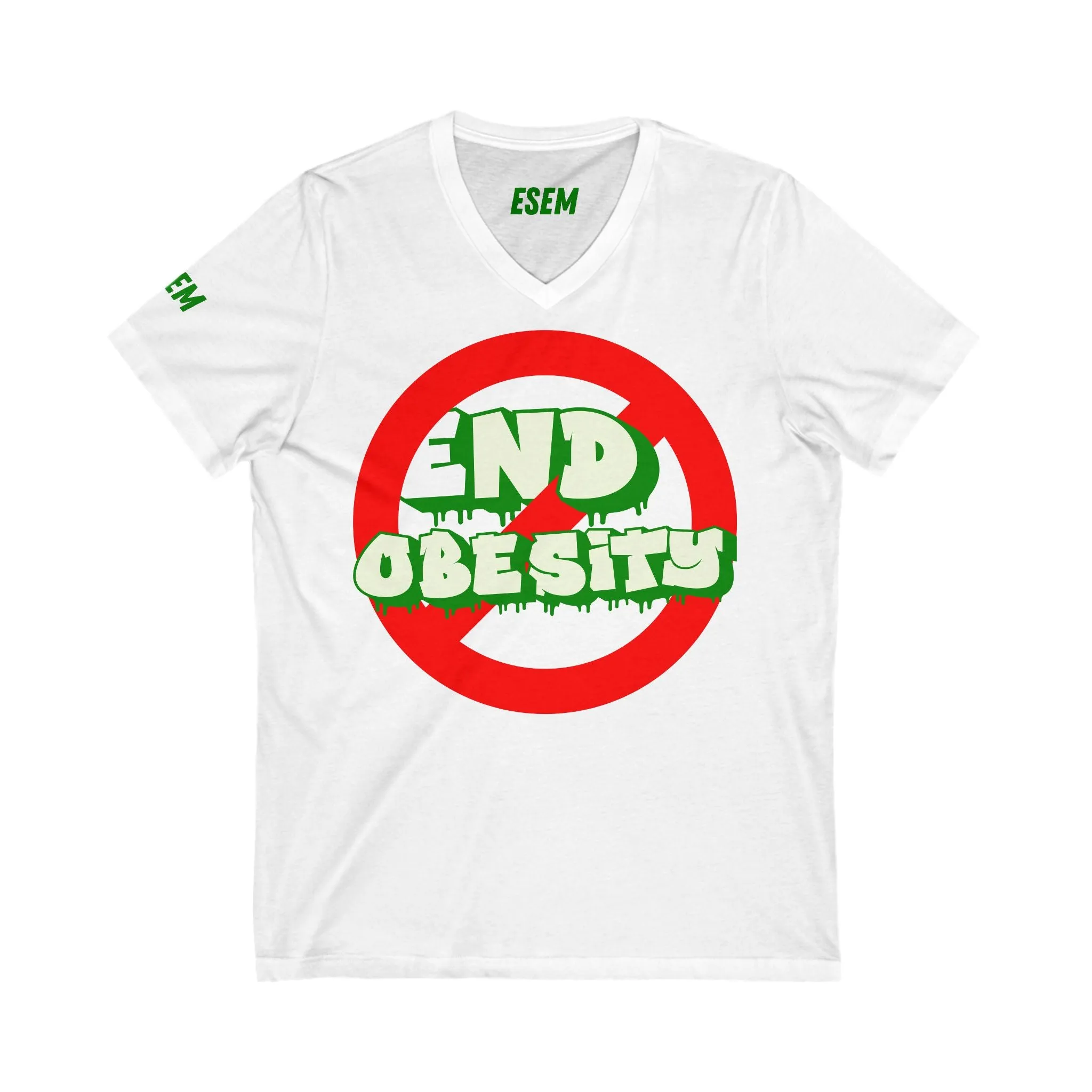 End Obesity - Unisex Jersey Short Sleeve V-Neck Tee