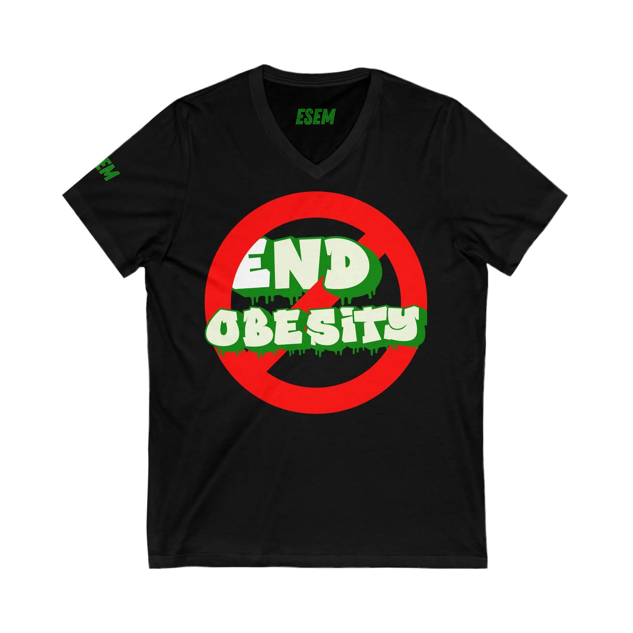 End Obesity - Unisex Jersey Short Sleeve V-Neck Tee
