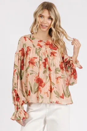 Floral Flounce Sleeve Blouse