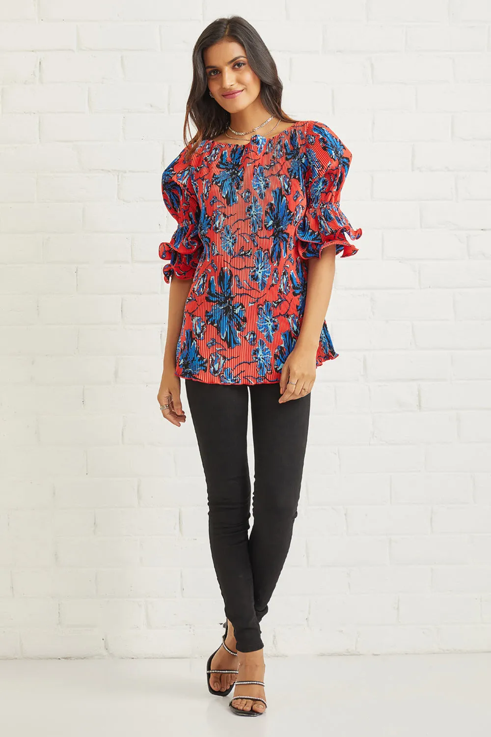 Floral Pleated Blouse