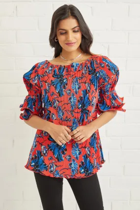 Floral Pleated Blouse