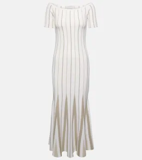 Gabriela Hearst Striped off-shoulder virgin wool maxi dress