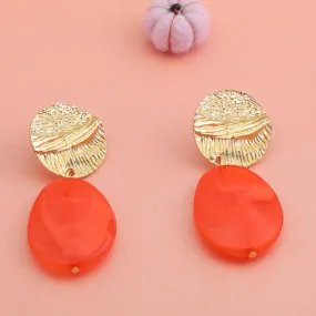 Gold Plated Geometrical Shaped Acrylic Beads Earring