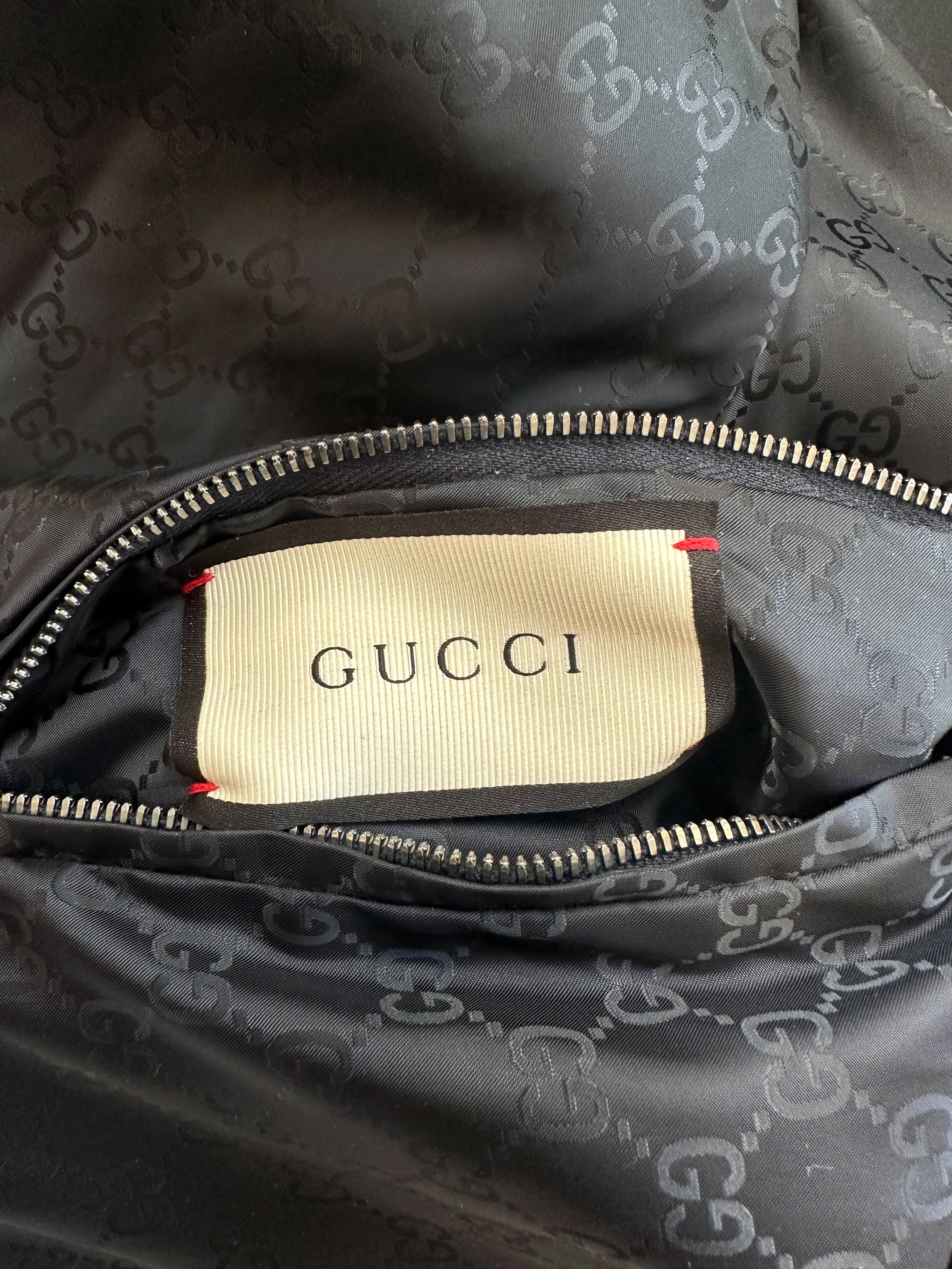 Gucci Black GG Monogram Reversible Bomber Jacket