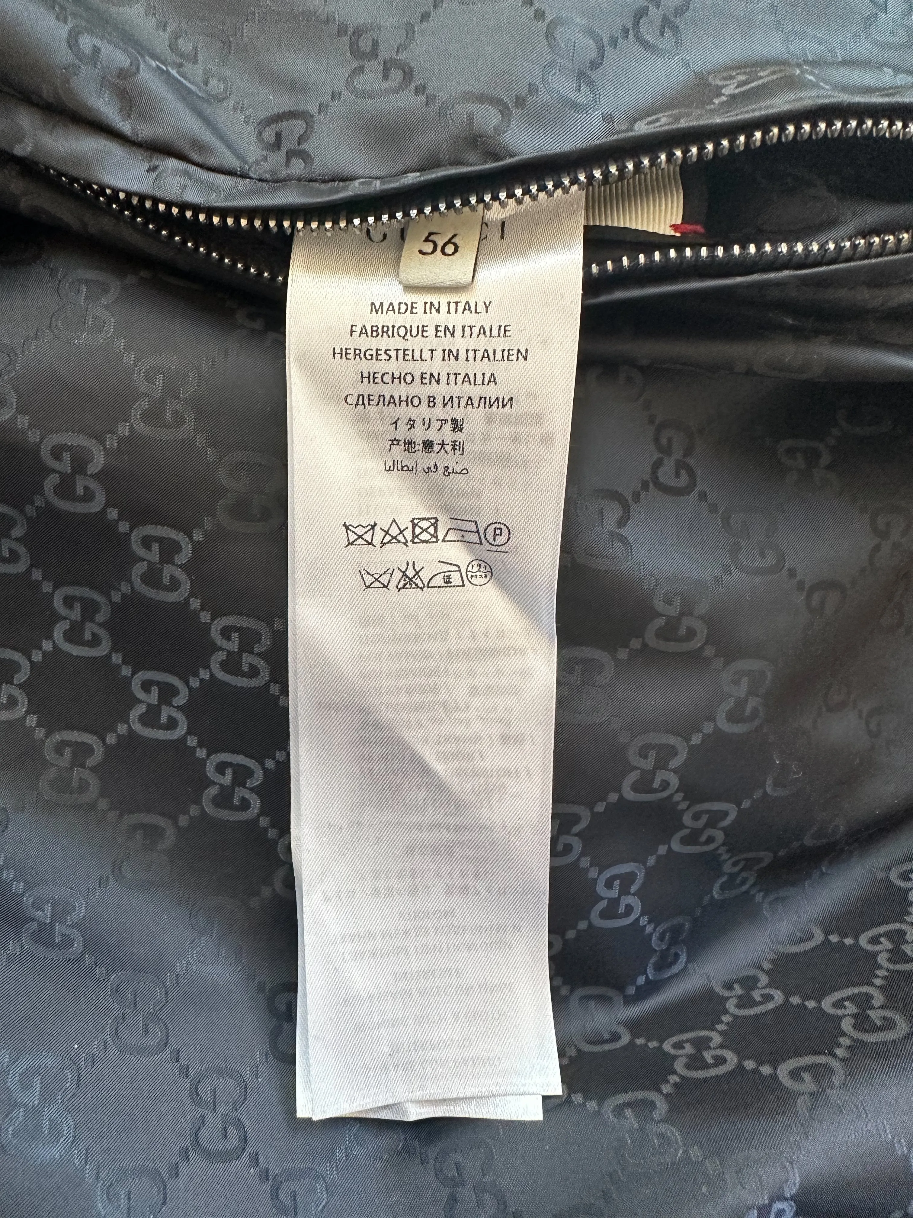 Gucci Black GG Monogram Reversible Bomber Jacket