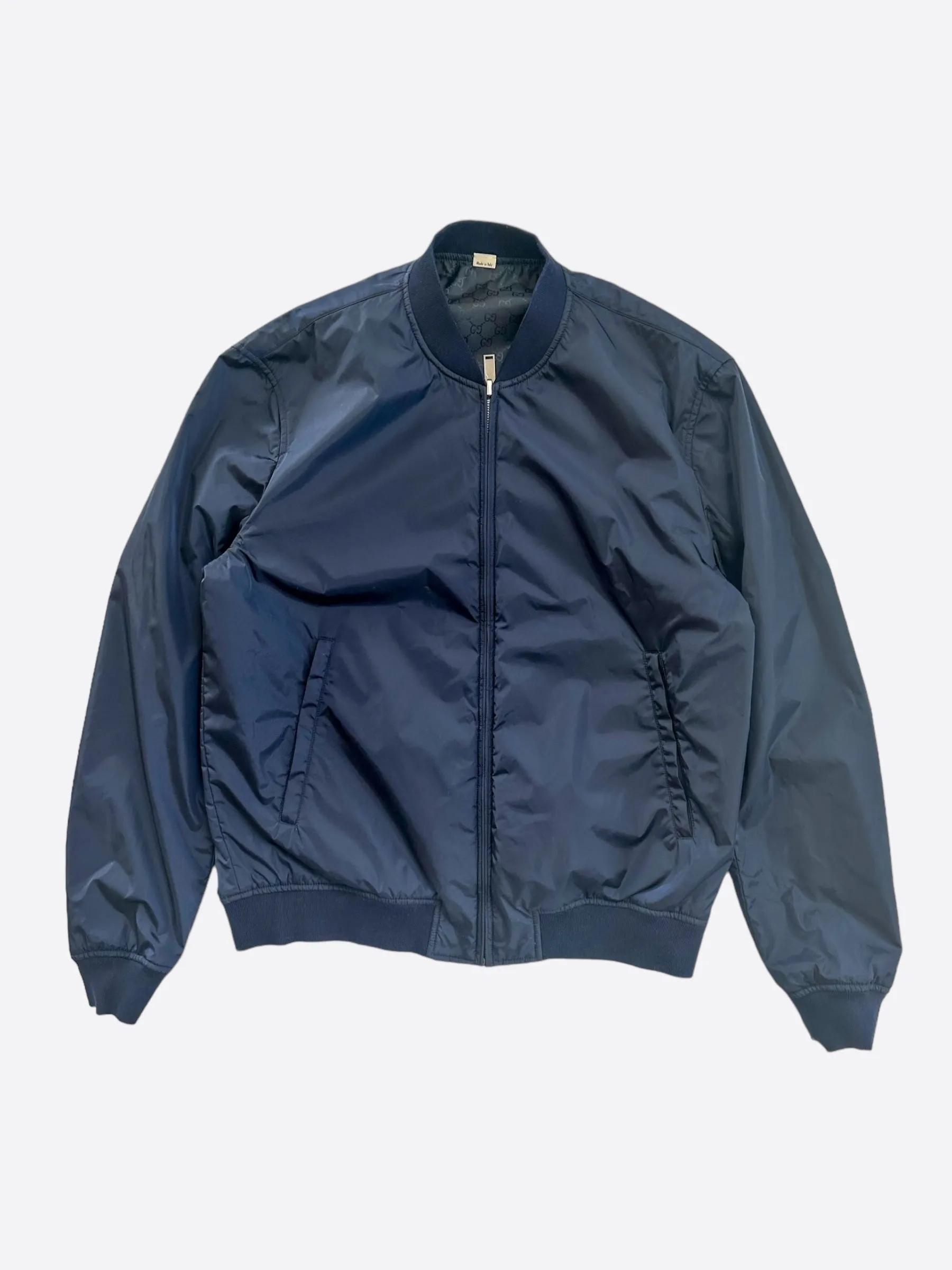 Gucci Black GG Monogram Reversible Bomber Jacket