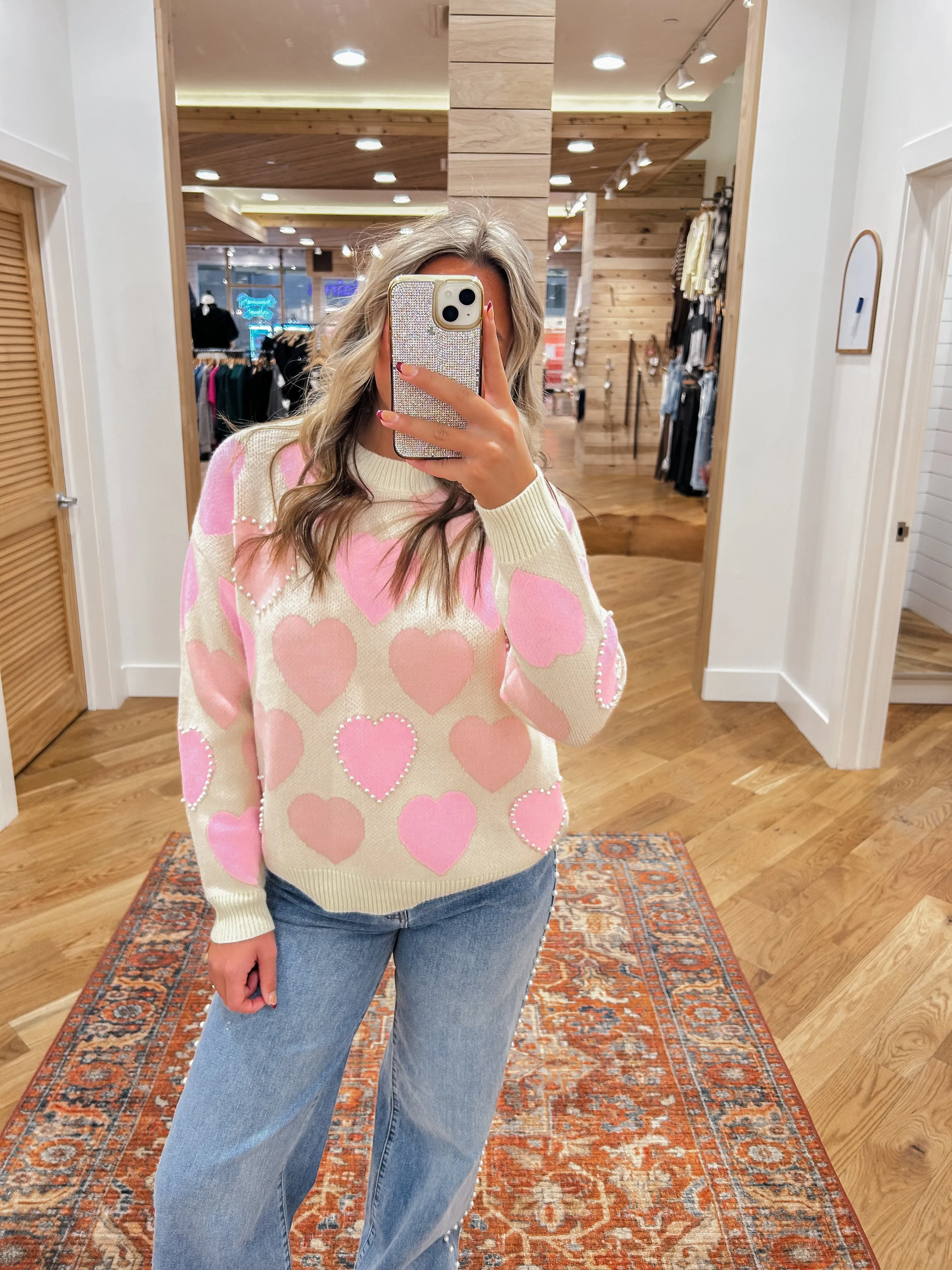 Heart and Pearl Ivory Sweater