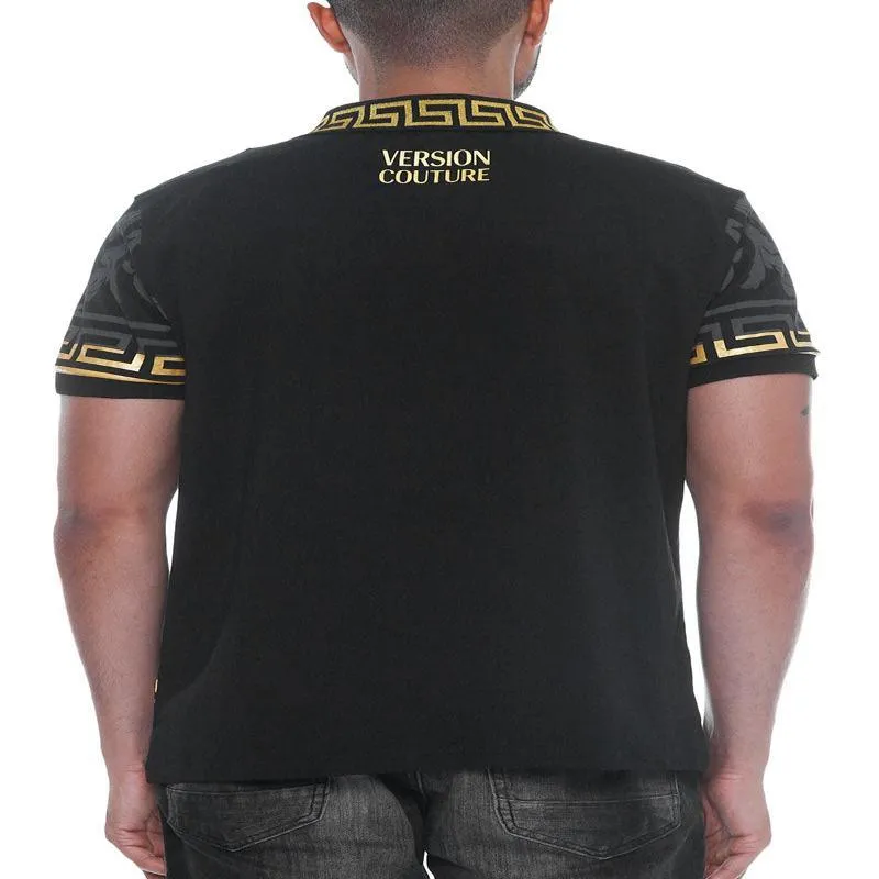 Italian Print Collared Polo T-Shirt