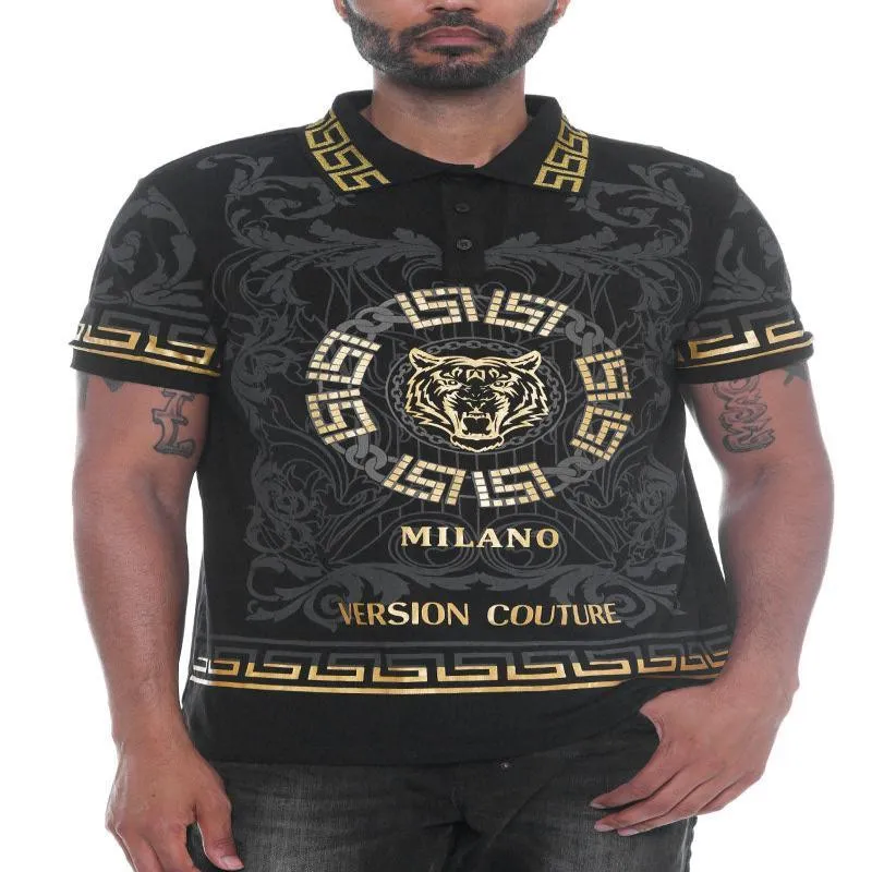 Italian Print Collared Polo T-Shirt