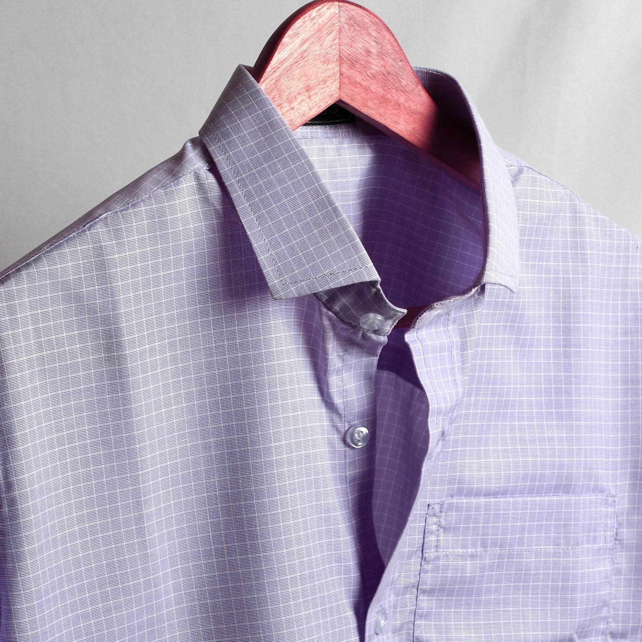 Lavender Checkered Cotton Shirt